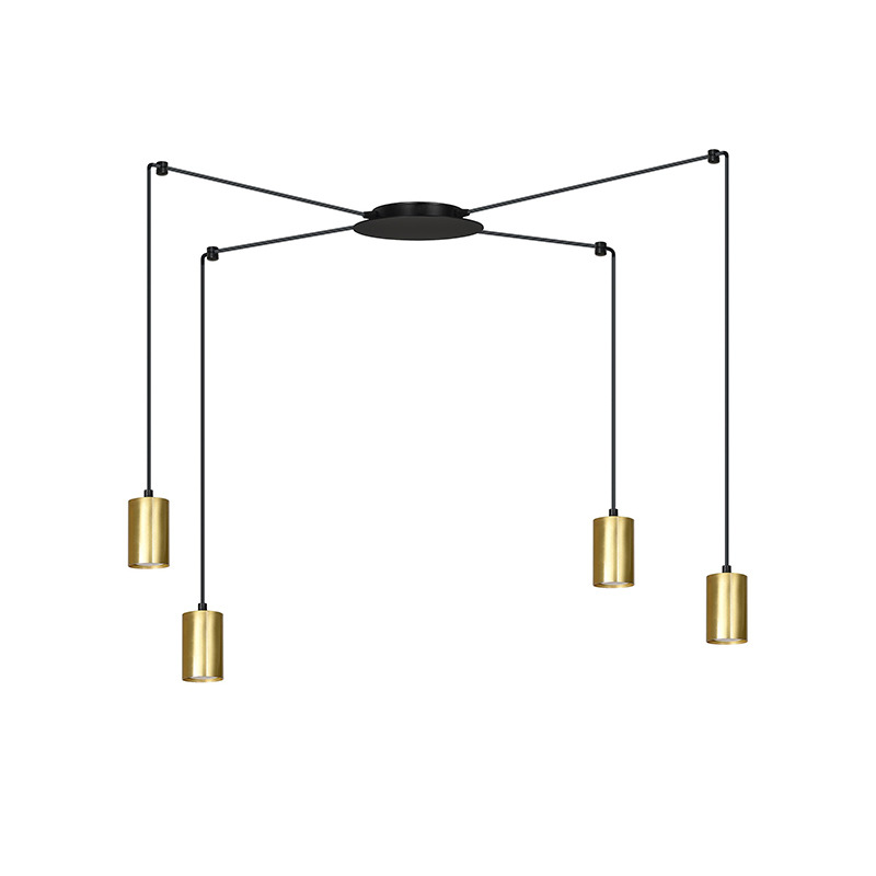 Suspension Traker en forme d'araignée avec base en métal et abat-jour en tube au design contemporain par Emibig Suspension Traker en forme d'araignée avec base en métal et abat-jour en tube au design contemporain par Emibig