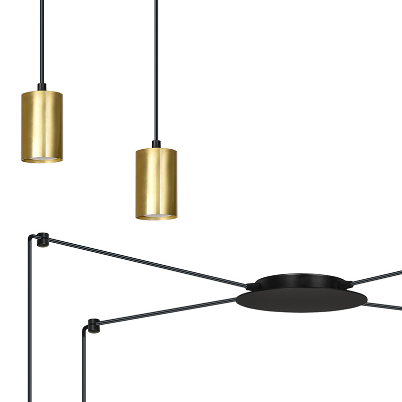 Suspension Traker en forme d'araignée avec base en métal et abat-jour en tube au design contemporain par Emibig Suspension Traker en forme d'araignée avec base en métal et abat-jour en tube au design contemporain par Emibig