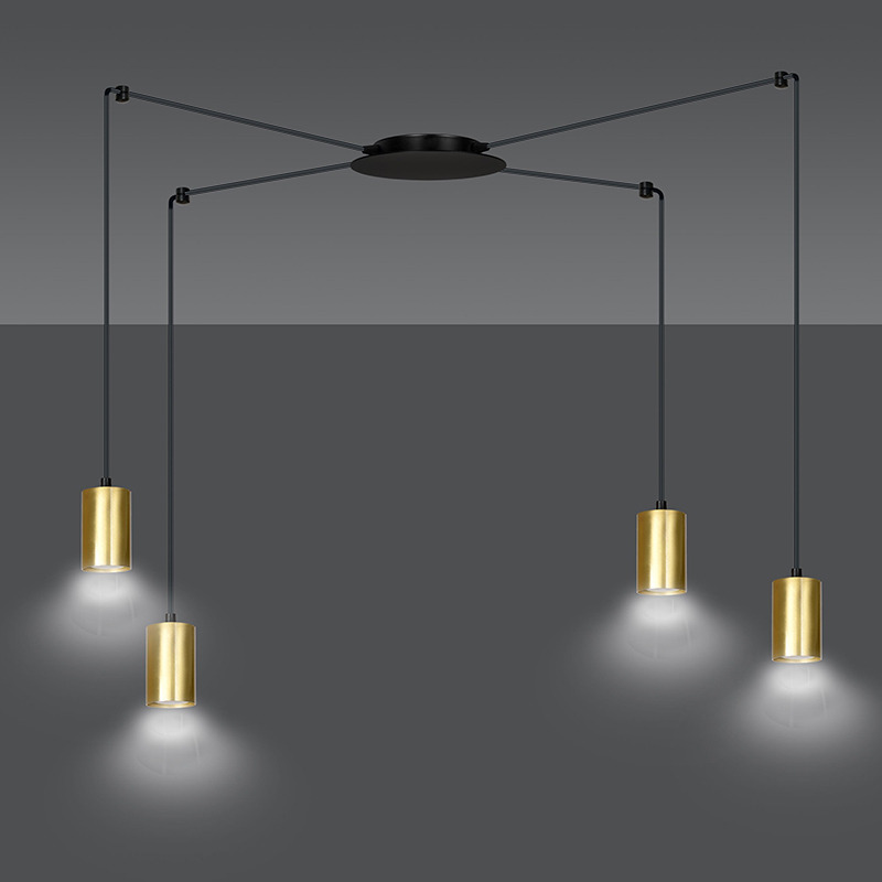 Suspension Traker en forme d'araignée avec base en métal et abat-jour en tube au design contemporain par Emibig Suspension Traker en forme d'araignée avec base en métal et abat-jour en tube au design contemporain par Emibig