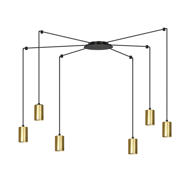 Suspension Traker en forme d'araignée avec base en métal et abat-jour en tube au design contemporain par Emibig Suspension Traker en forme d'araignée avec base en métal et abat-jour en tube au design contemporain par Emibig