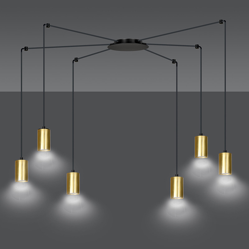 Suspension Traker en forme d'araignée avec base en métal et abat-jour en tube au design contemporain par Emibig Suspension Traker en forme d'araignée avec base en métal et abat-jour en tube au design contemporain par Emibig