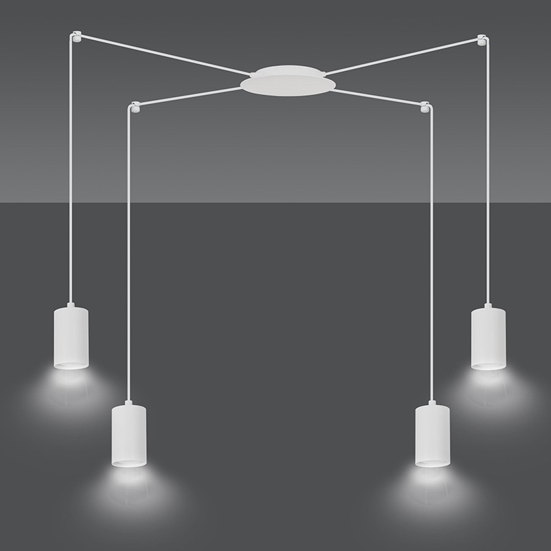 Suspension Traker en forme d'araignée avec base en métal et abat-jour en tube au design contemporain par Emibig Suspension Traker en forme d'araignée avec base en métal et abat-jour en tube au design contemporain par Emibig