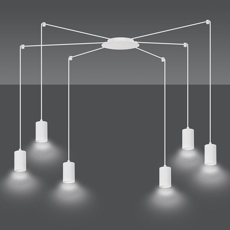 Suspension Traker en forme d'araignée avec base en métal et abat-jour en tube au design contemporain par Emibig Suspension Traker en forme d'araignée avec base en métal et abat-jour en tube au design contemporain par Emibig