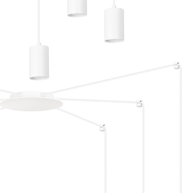 Suspension Traker en forme d'araignée avec base en métal et abat-jour en tube au design contemporain par Emibig Suspension Traker en forme d'araignée avec base en métal et abat-jour en tube au design contemporain par Emibig