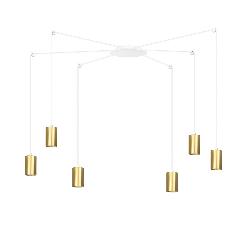 Suspension Traker en forme d'araignée avec base en métal et abat-jour en tube au design contemporain par Emibig Suspension Traker en forme d'araignée avec base en métal et abat-jour en tube au design contemporain par Emibig