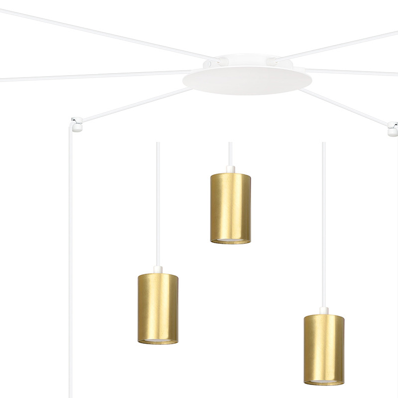 Suspension Traker en forme d'araignée avec base en métal et abat-jour en tube au design contemporain par Emibig Suspension Traker en forme d'araignée avec base en métal et abat-jour en tube au design contemporain par Emibig