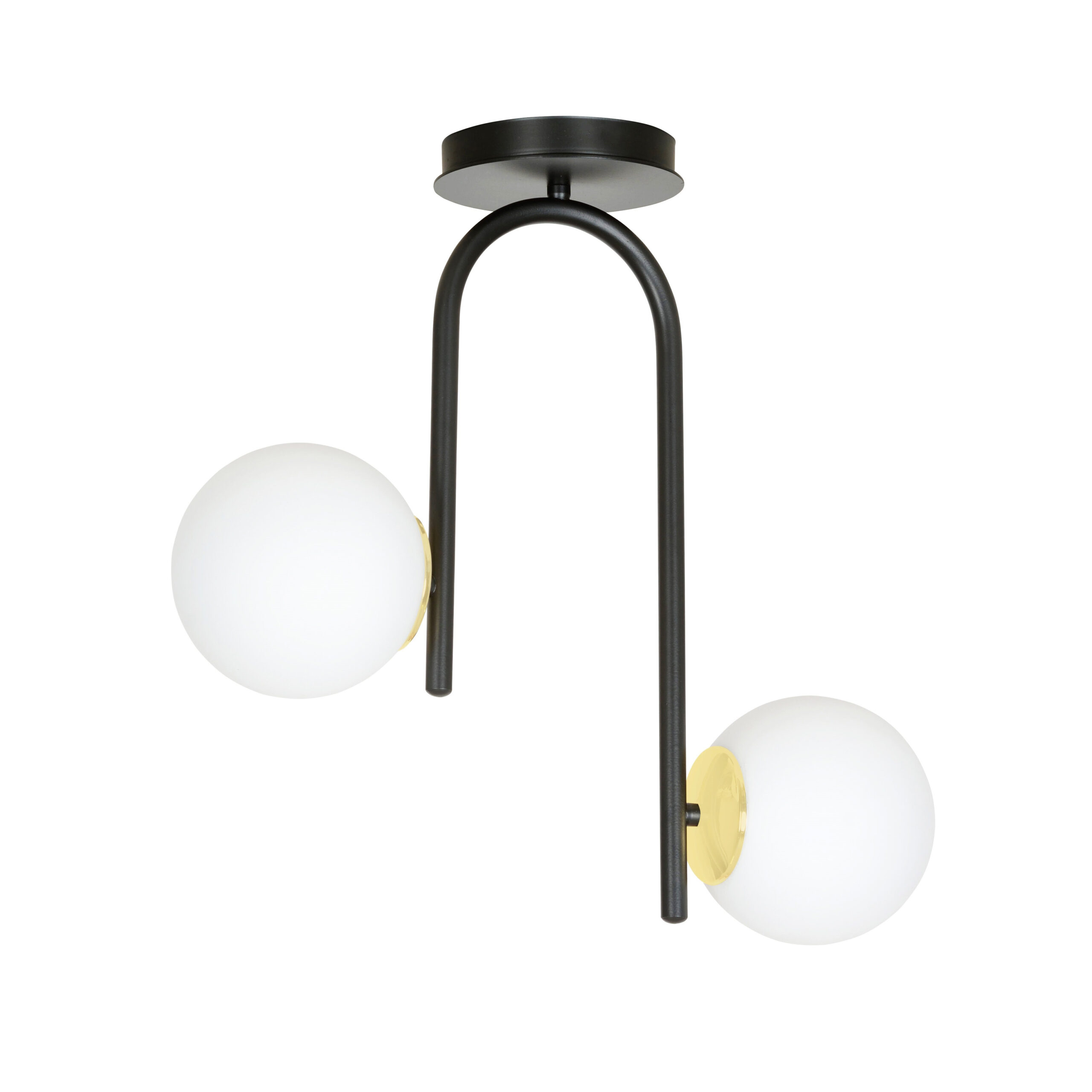 Plafonnier Ragnar base en métal et détail doré avec abat-jour en boule de verre au design contemporain par Emibig