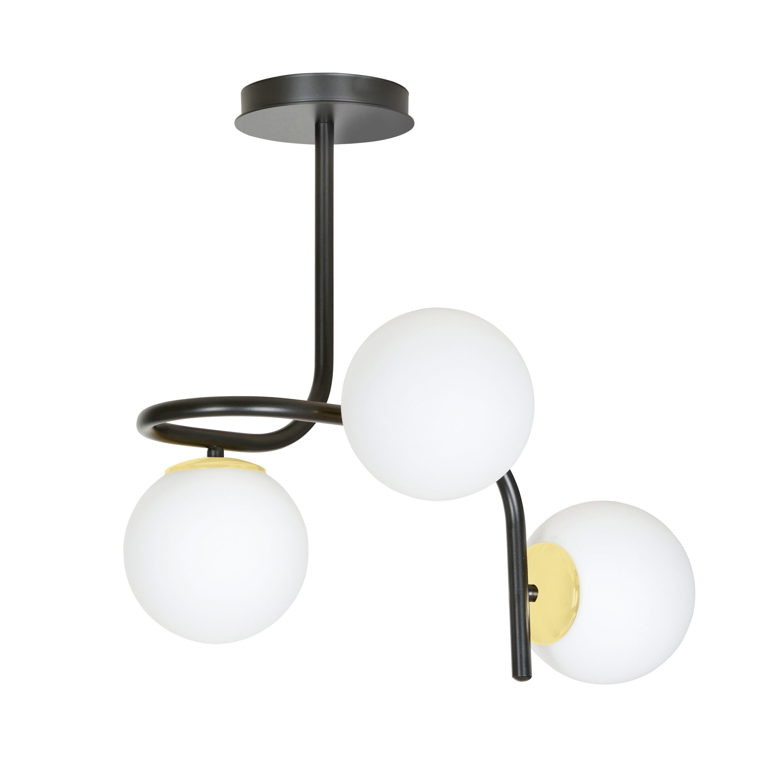Plafonnier Ragnar base en métal et détail doré avec abat-jour en boule de verre au design contemporain par Emibig Plafonnier Ragnar base en métal et détail doré avec abat-jour en boule de verre au design contemporain par Emibig