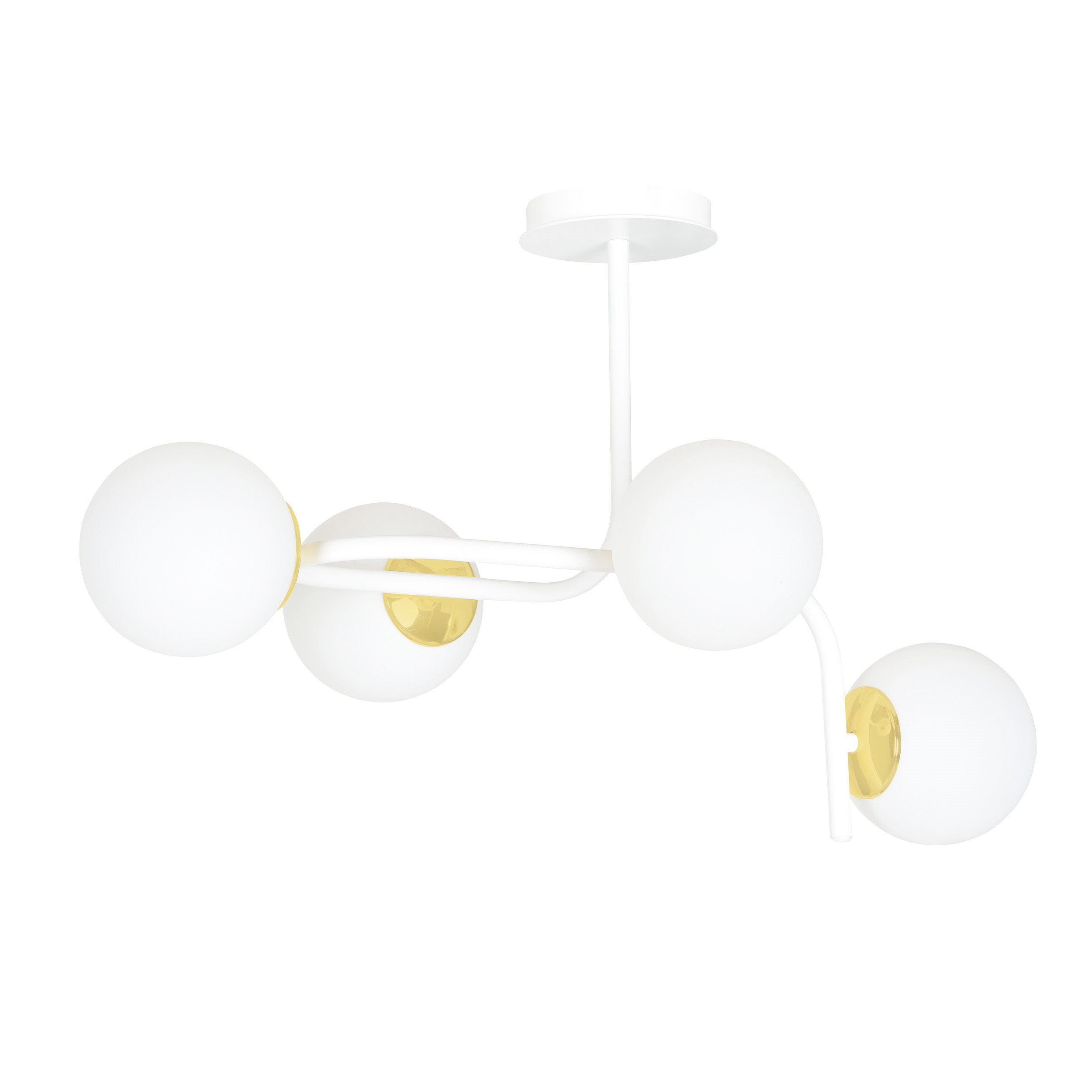 Plafonnier Ragnar base en métal et détail doré avec abat-jour en boule de verre au design contemporain par Emibig Plafonnier Ragnar base en métal et détail doré avec abat-jour en boule de verre au design contemporain par Emibig