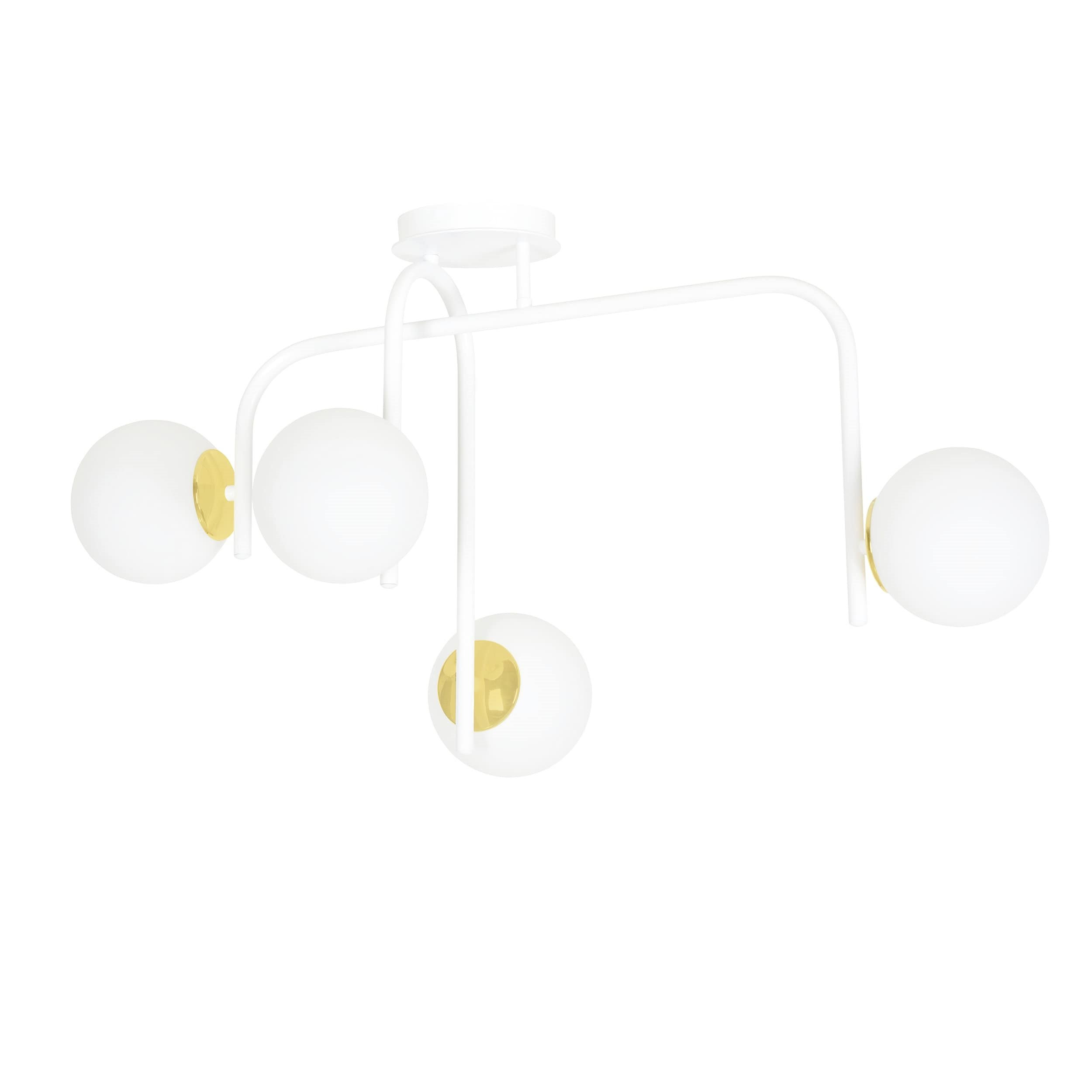 Plafonnier Ragnar base en métal et détail doré avec abat-jour en boule de verre au design contemporain par Emibig Plafonnier Ragnar base en métal et détail doré avec abat-jour en boule de verre au design contemporain par Emibig