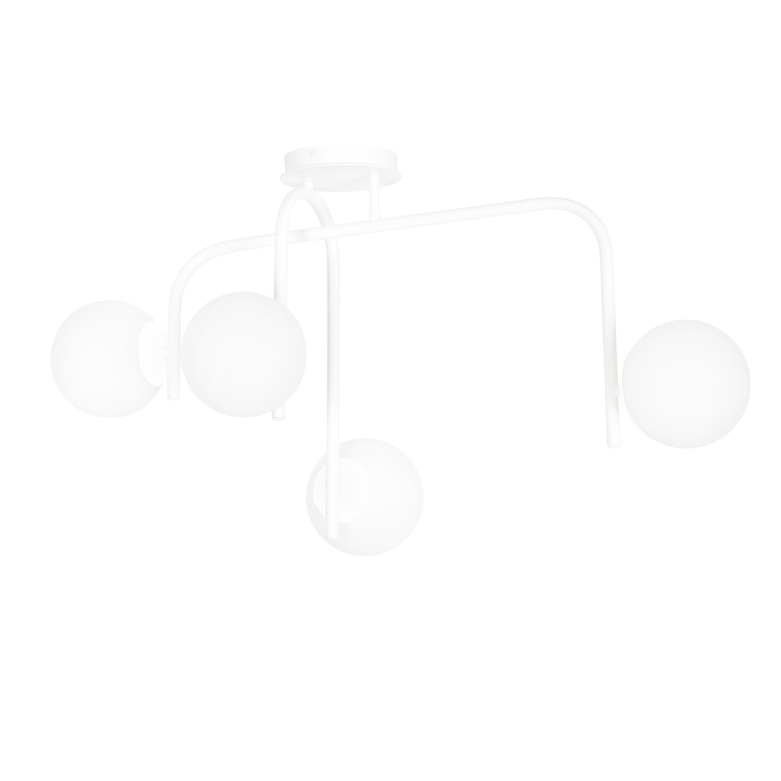 Plafonnier Kalf base en métal avec abat-jour en boule de verre opale au design contemporain par Emibig Plafonnier Kalf base en métal avec abat-jour en boule de verre opale au design contemporain par Emibig