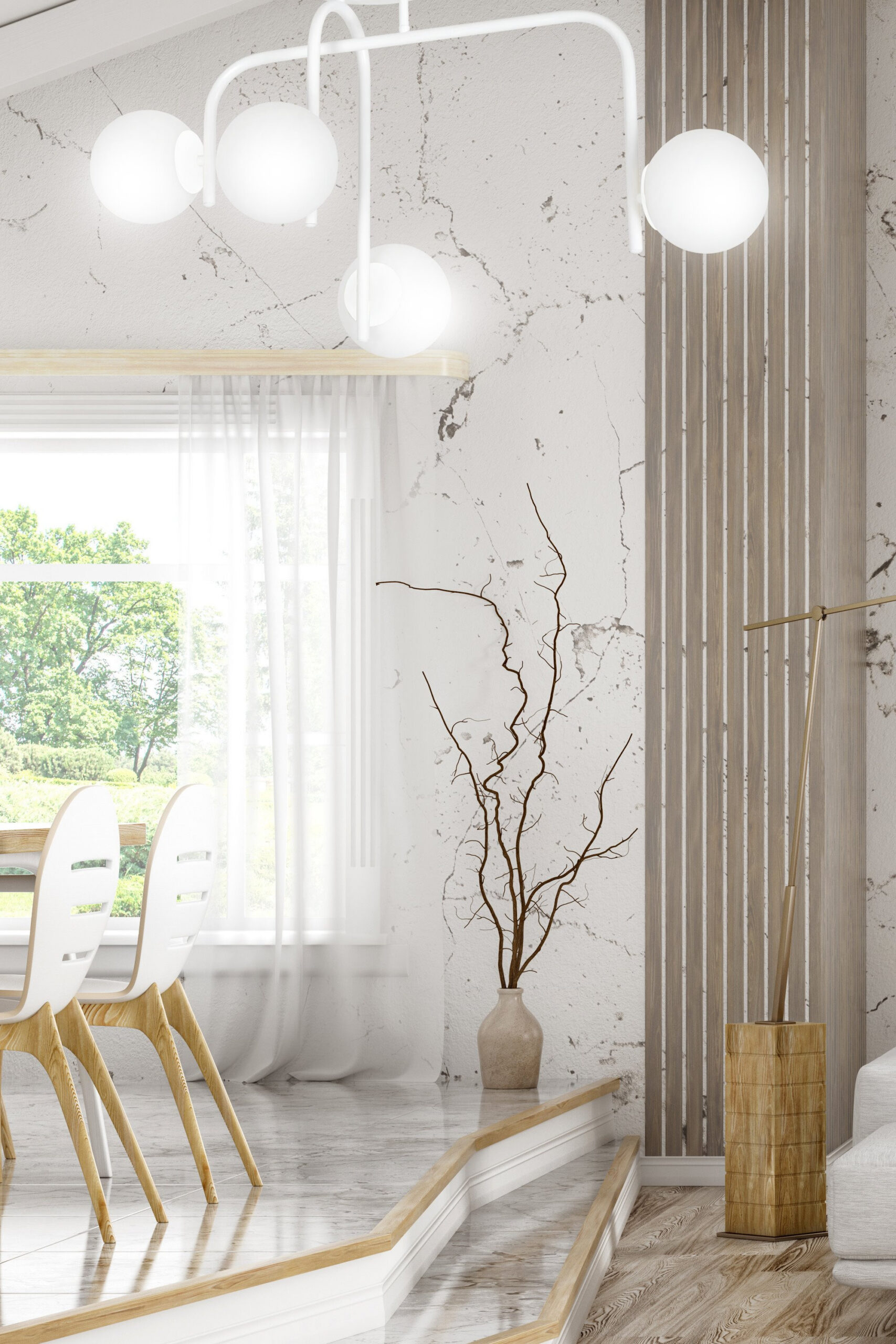 Plafonnier Kalf base en métal avec abat-jour en boule de verre opale au design contemporain par Emibig Plafonnier Kalf base en métal avec abat-jour en boule de verre opale au design contemporain par Emibig