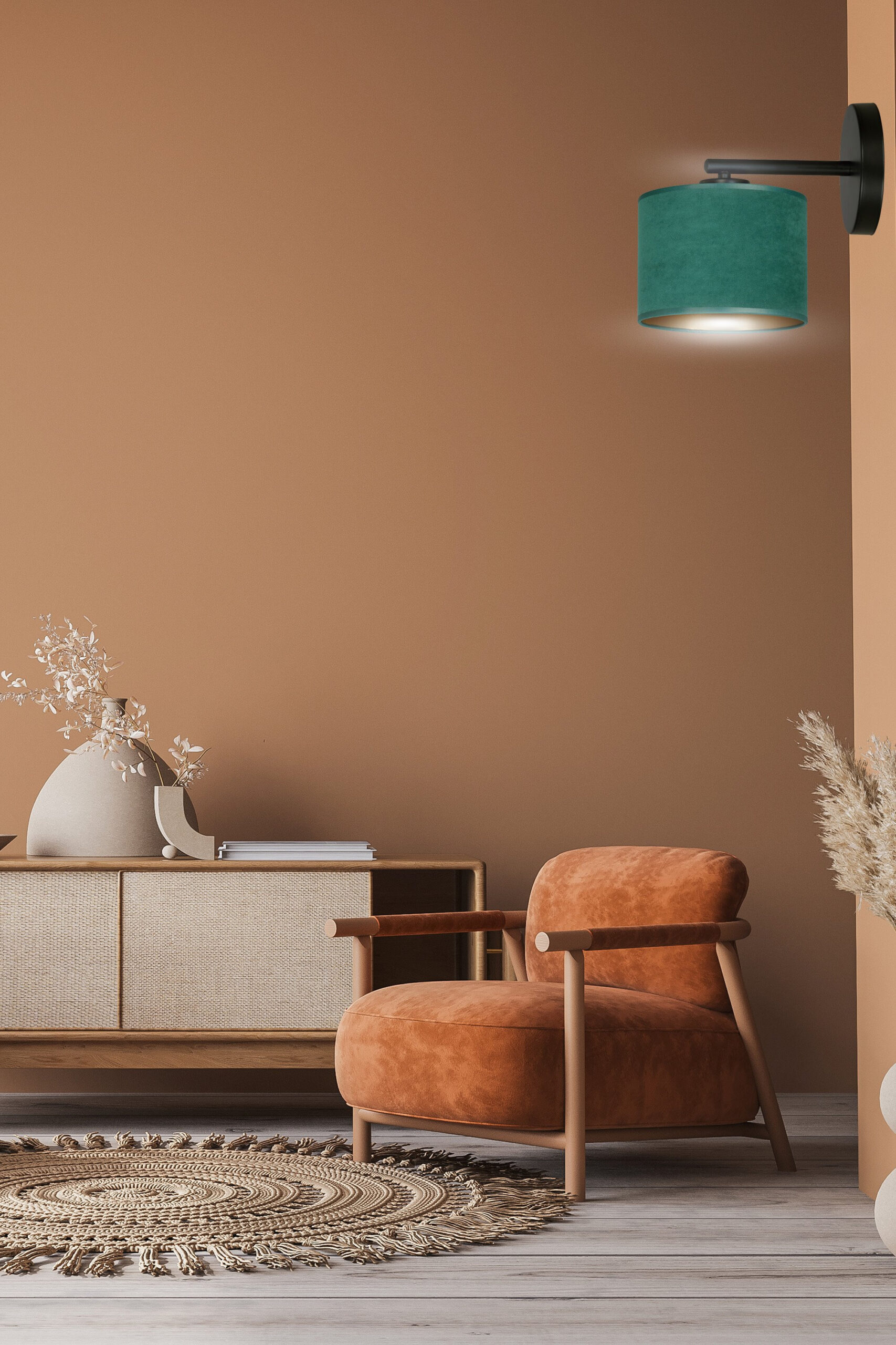 Applique murale Hilde base en métal et abat-jour en velours au design contemporain par Emibig