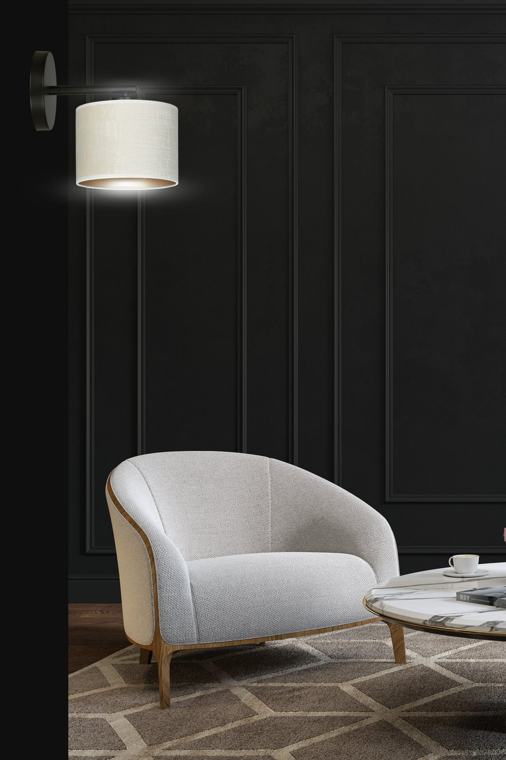 Applique murale Hilde base en métal et abat-jour en velours au design contemporain par Emibig