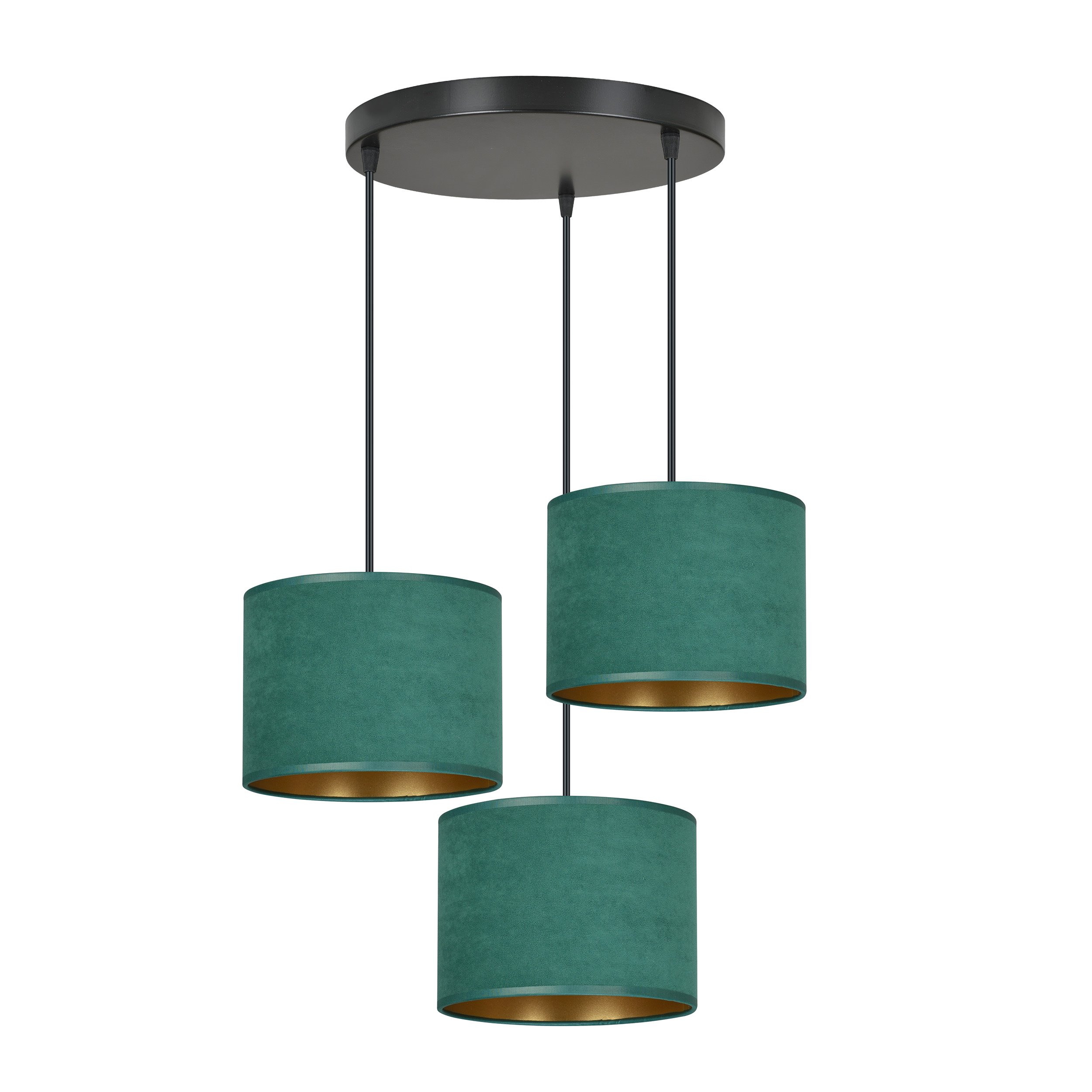 Suspension Hilde base en métal circulaire et abat-jour en velours au design contemporain par Emibig Suspension Hilde base en métal circulaire et abat-jour en velours au design contemporain par Emibig