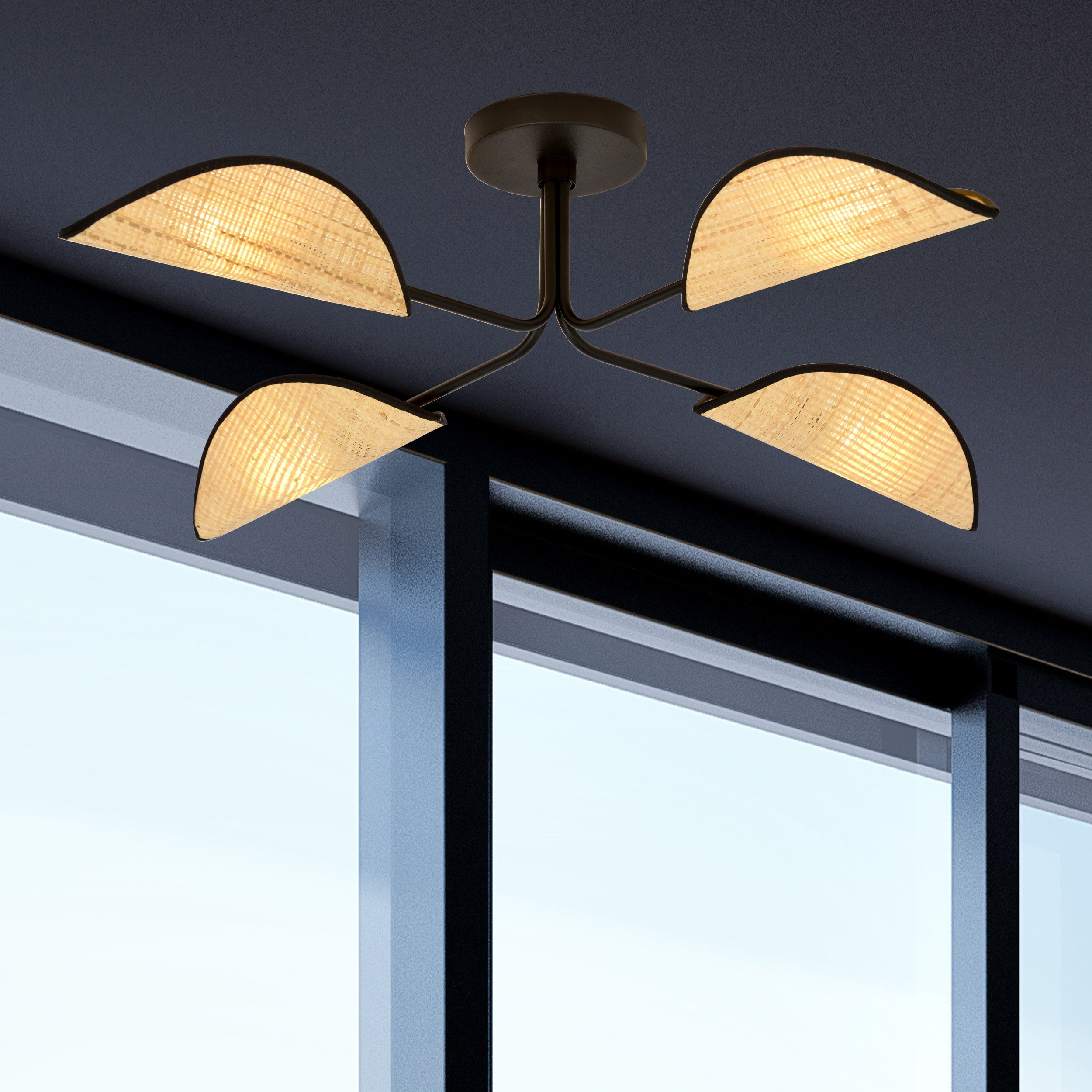 Plafonnier Gomez base en métal avec abat-jour en forme de feuille au design contemporain par Emibig Plafonnier Gomez base en métal avec abat-jour en forme de feuille au design contemporain par Emibig