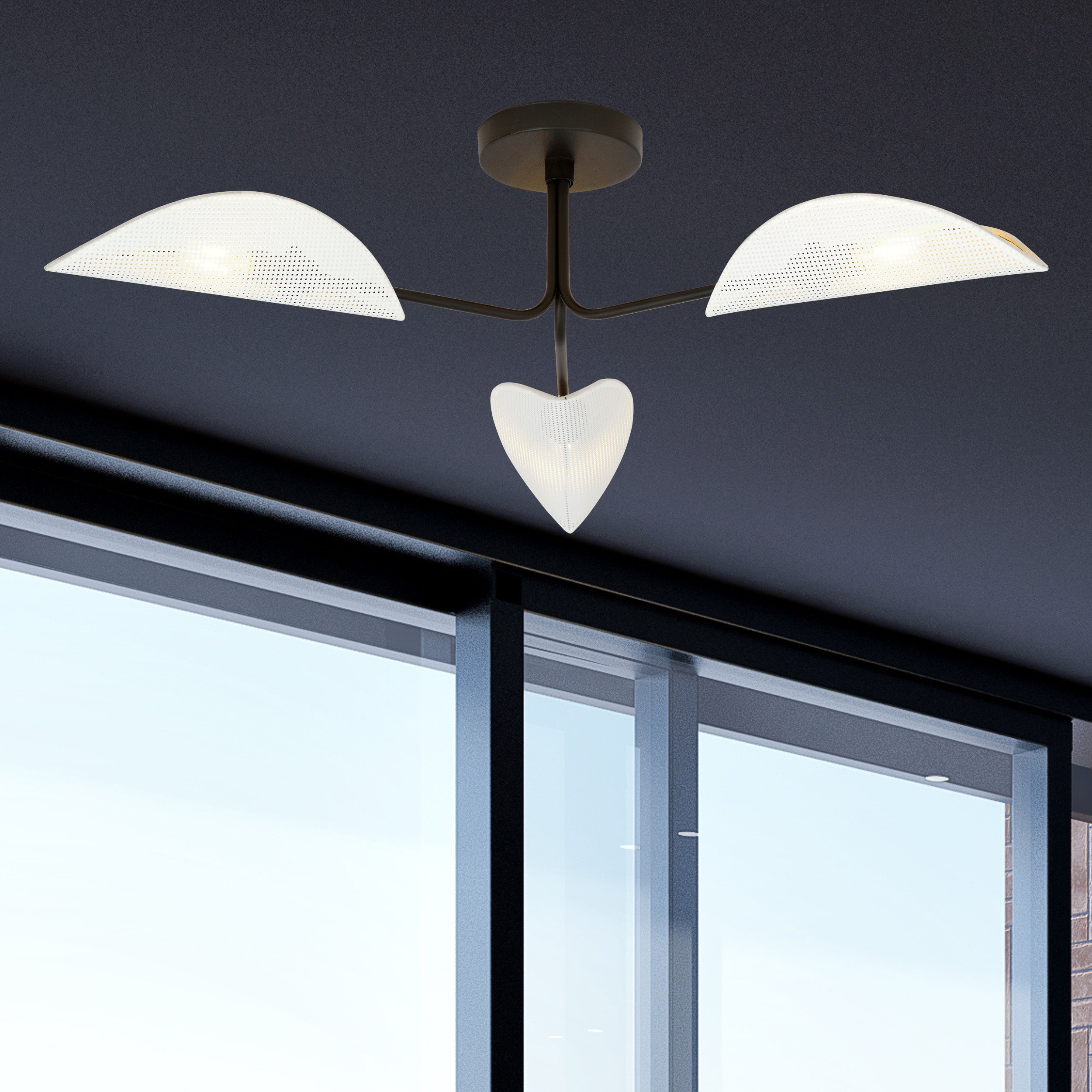 Plafonnier Gomez base en métal avec abat-jour en forme de feuille au design contemporain par Emibig Plafonnier Gomez base en métal avec abat-jour en forme de feuille au design contemporain par Emibig
