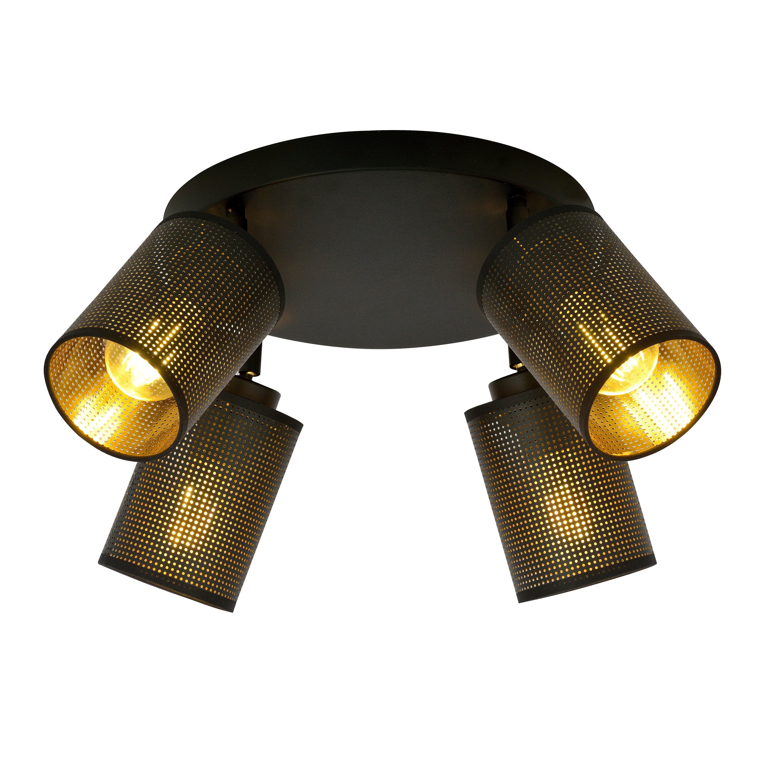 Plafonnier Bronx base en métal circulaire avec abat-jour noir et or au design contemporain par Emibig Plafonnier Bronx base en métal circulaire avec abat-jour noir et or au design contemporain par Emibig