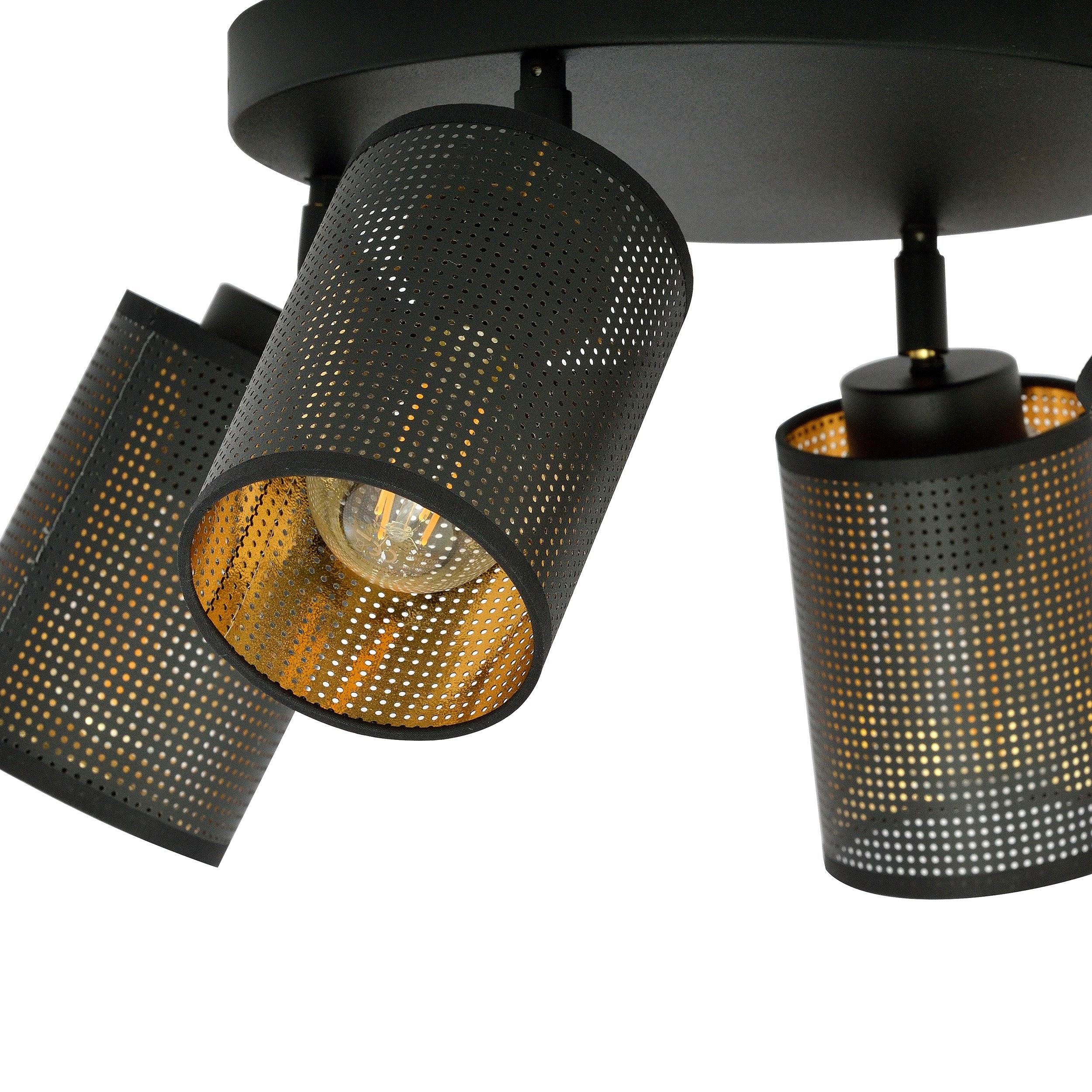 Plafonnier Bronx base en métal circulaire avec abat-jour noir et or au design contemporain par Emibig Plafonnier Bronx base en métal circulaire avec abat-jour noir et or au design contemporain par Emibig