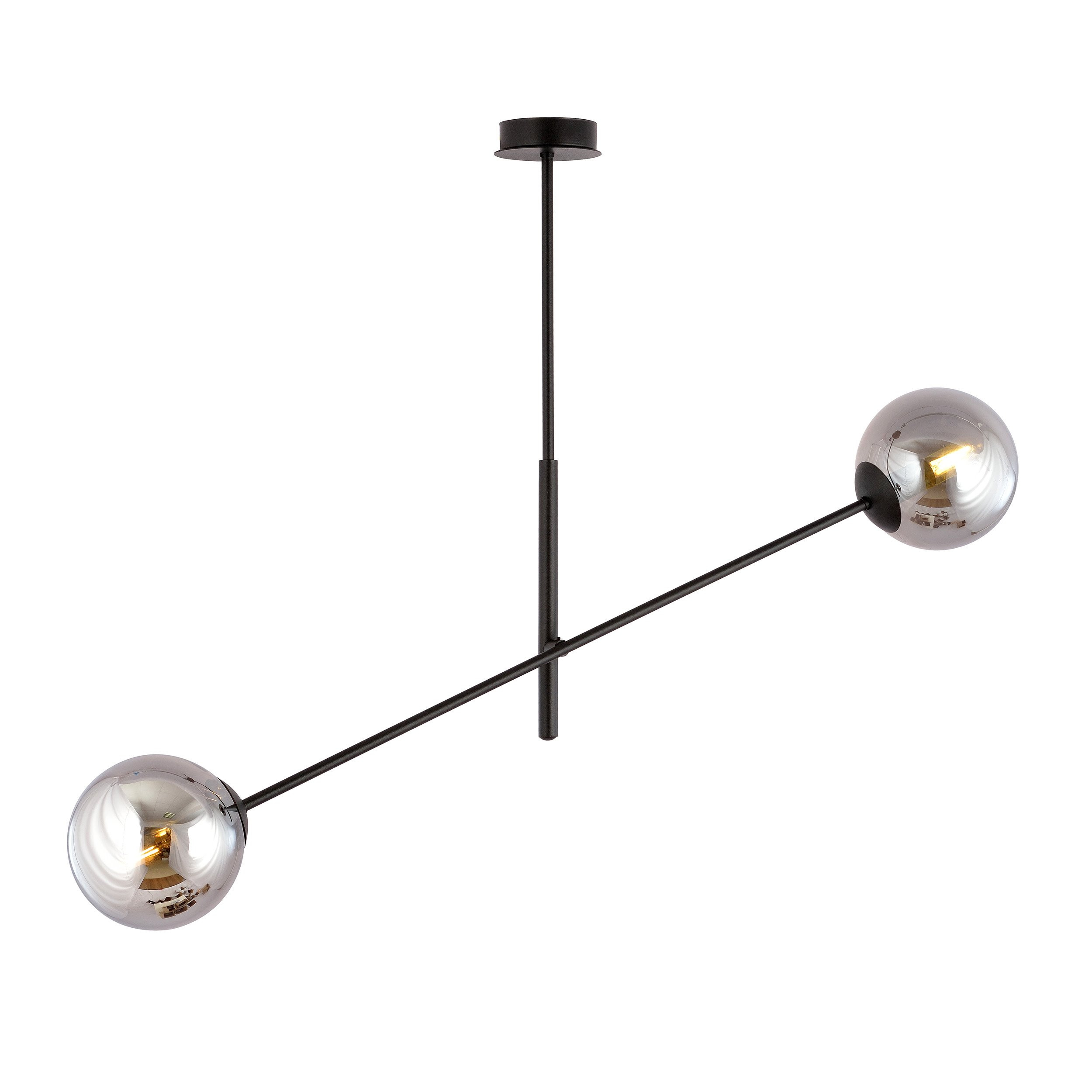 Plafonnier Linear base en métal et abat-jour en boule de verre au design contemporain par Emibig