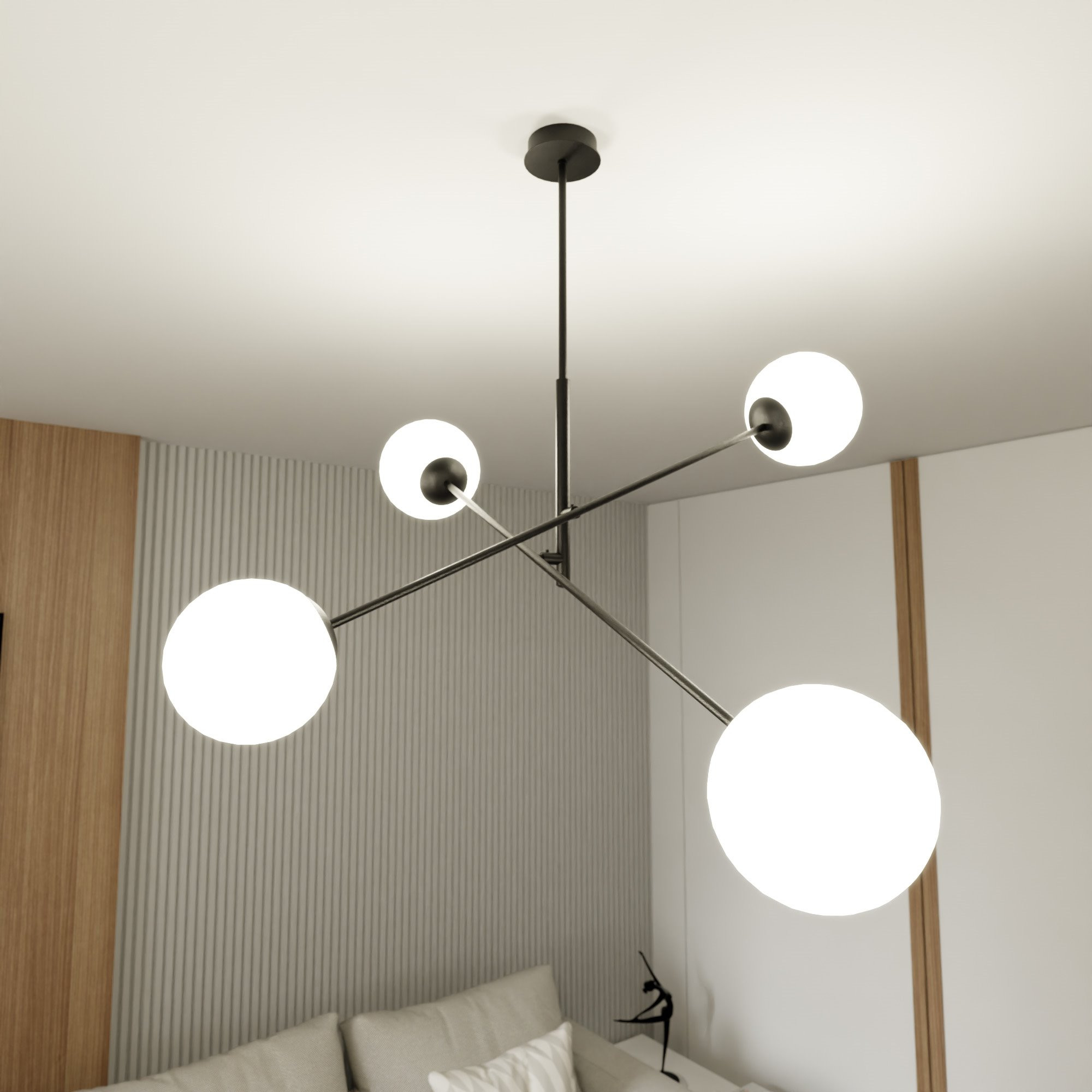 Plafonnier Linear base en métal et abat-jour en boule de verre au design contemporain par Emibig Plafonnier Linear base en métal et abat-jour en boule de verre au design contemporain par Emibig