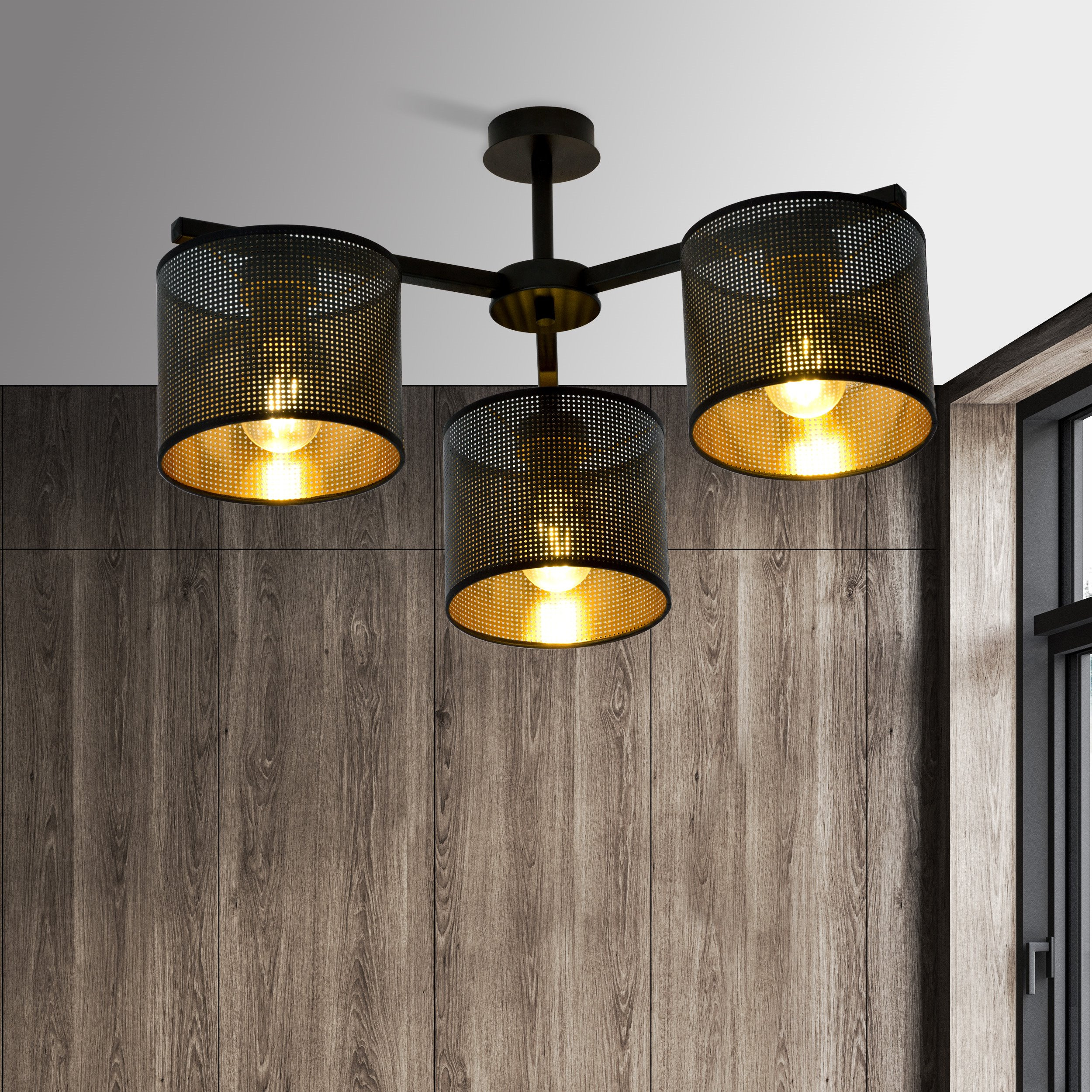 Plafonnier Jordan base en métal avec abat-jour au motif ajouré au design contemporain par Emibig Plafonnier Jordan base en métal avec abat-jour au motif ajouré au design contemporain par Emibig