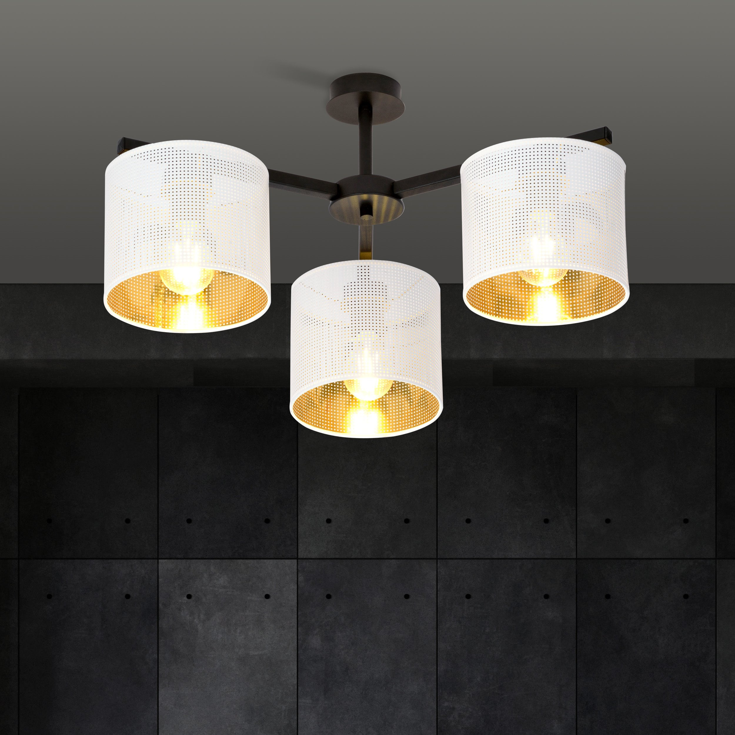 Plafonnier Jordan base en métal avec abat-jour au motif ajouré au design contemporain par Emibig Plafonnier Jordan base en métal avec abat-jour au motif ajouré au design contemporain par Emibig