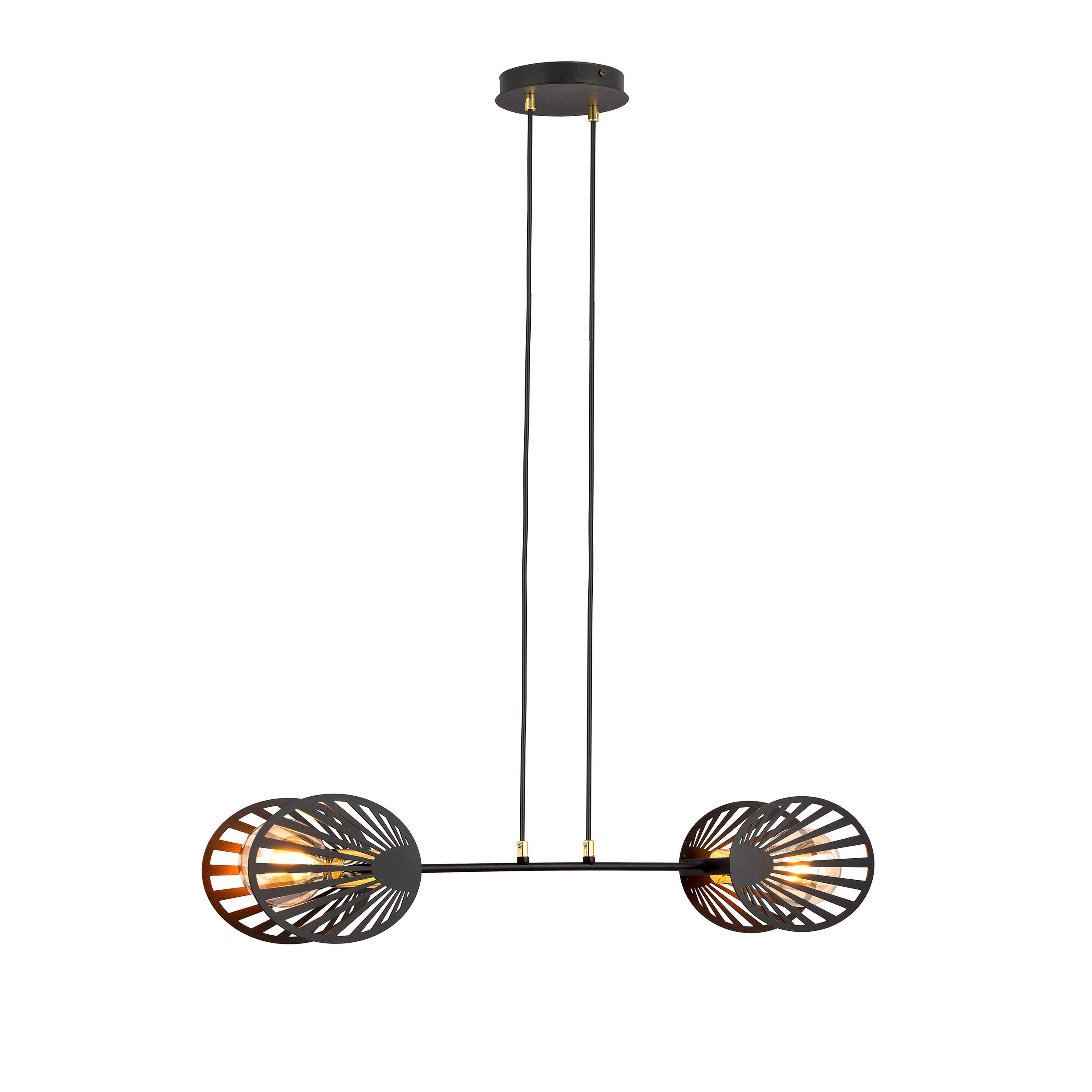 Suspension Playa base en métal noir et cache ampoule en forme de palmierau design contemporain par Emibig