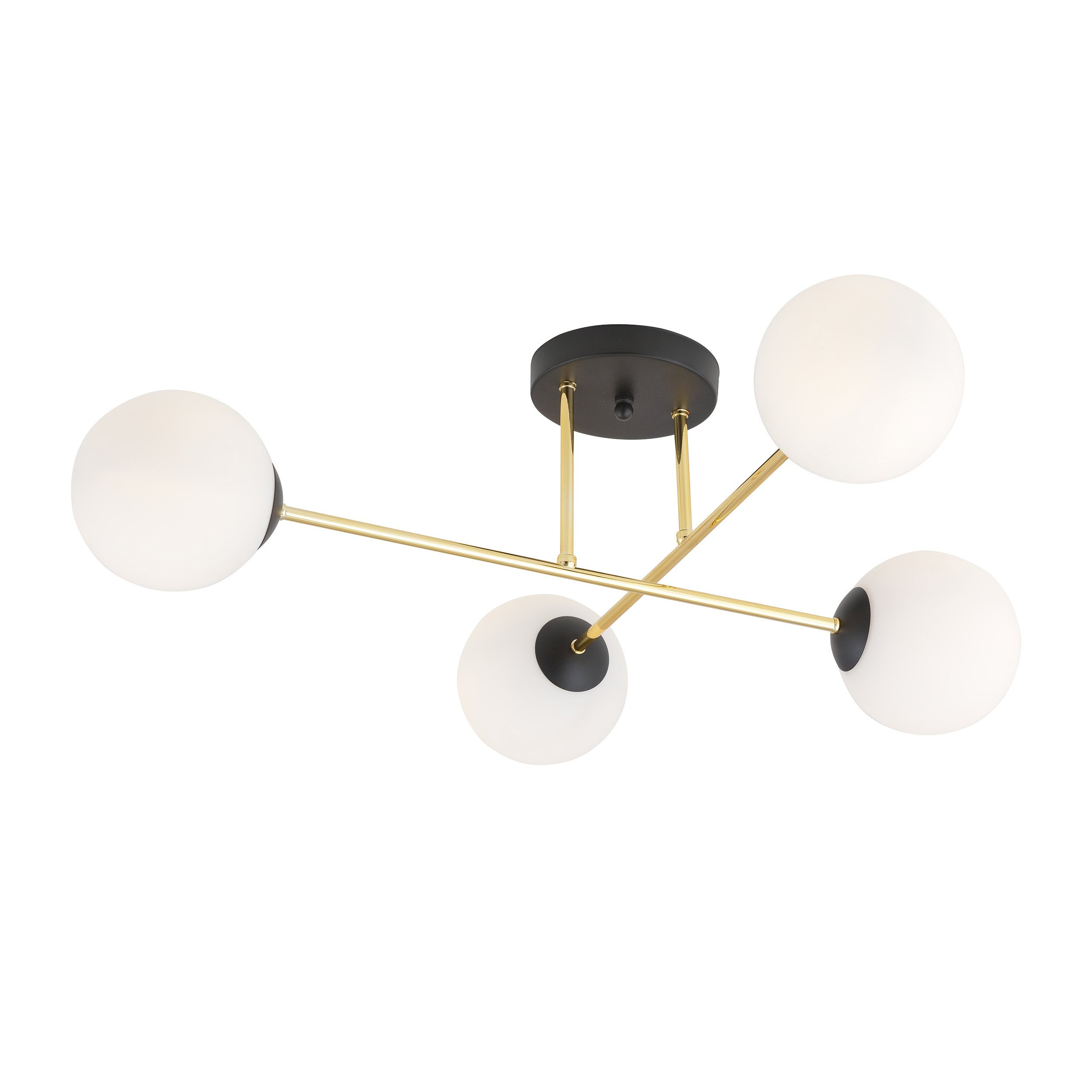 Plafonnier Magnum base en métal et bras doré avec abat-jour boule en verre au design contemporain par Emibig Plafonnier Magnum base en métal et bras doré avec abat-jour boule en verre au design contemporain par Emibig