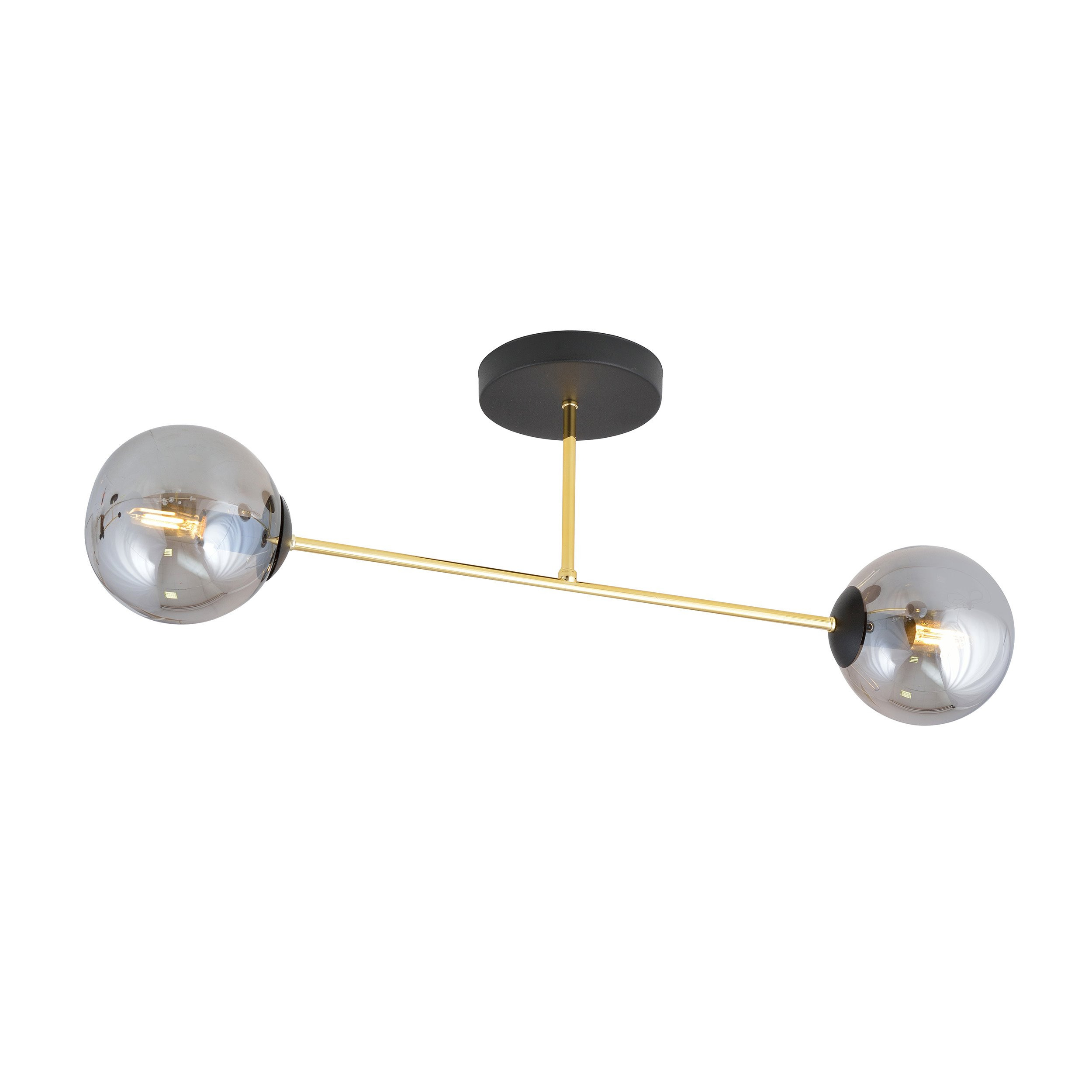 Plafonnier Magnum base en métal et bras doré avec abat-jour boule en verre au design contemporain par Emibig Plafonnier Magnum base en métal et bras doré avec abat-jour boule en verre au design contemporain par Emibig