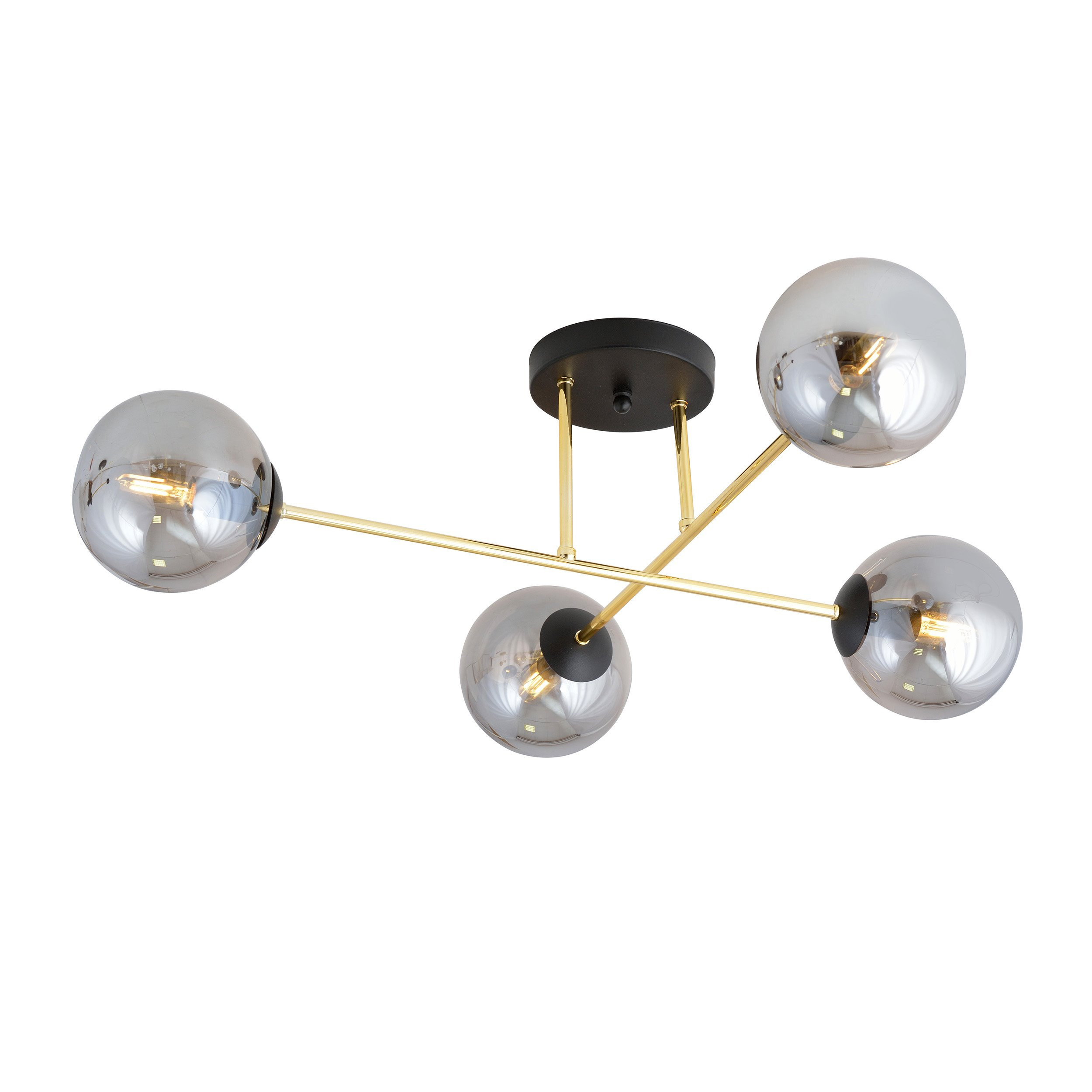 Plafonnier Magnum base en métal et bras doré avec abat-jour boule en verre au design contemporain par Emibig Plafonnier Magnum base en métal et bras doré avec abat-jour boule en verre au design contemporain par Emibig