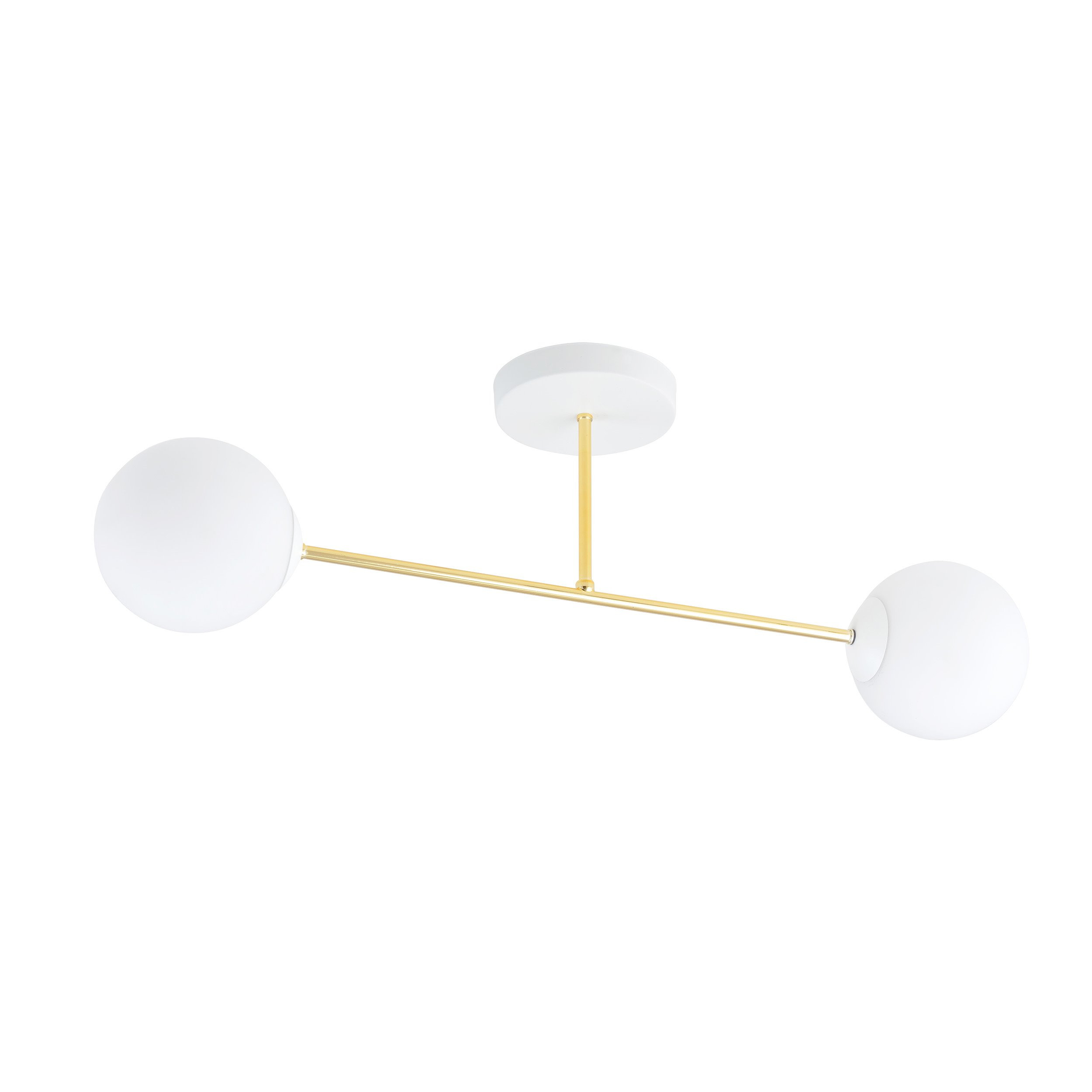 Plafonnier Magnum base en métal et bras doré avec abat-jour boule en verre au design contemporain par Emibig Plafonnier Magnum base en métal et bras doré avec abat-jour boule en verre au design contemporain par Emibig