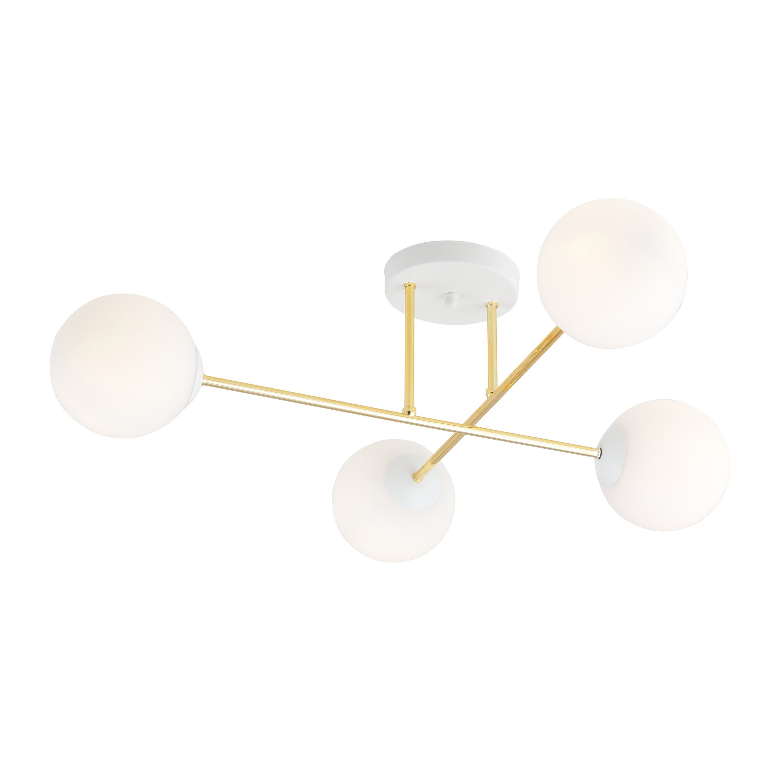 Plafonnier Magnum base en métal et bras doré avec abat-jour boule en verre au design contemporain par Emibig Plafonnier Magnum base en métal et bras doré avec abat-jour boule en verre au design contemporain par Emibig