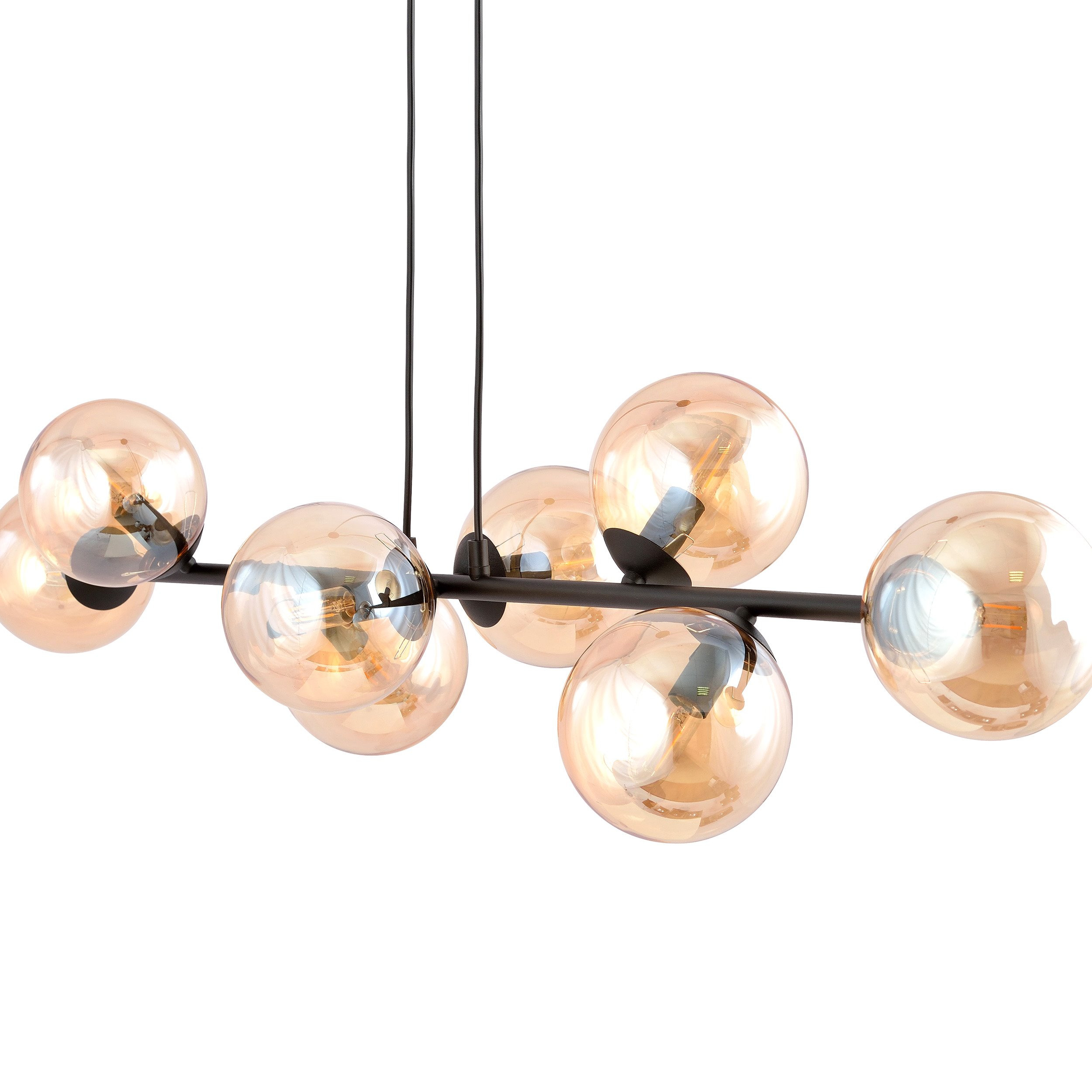 Suspension Rossi base en métal et abat-jour en boule de verre au design contemporain par Emibig Suspension Rossi base en métal et abat-jour en boule de verre au design contemporain par Emibig