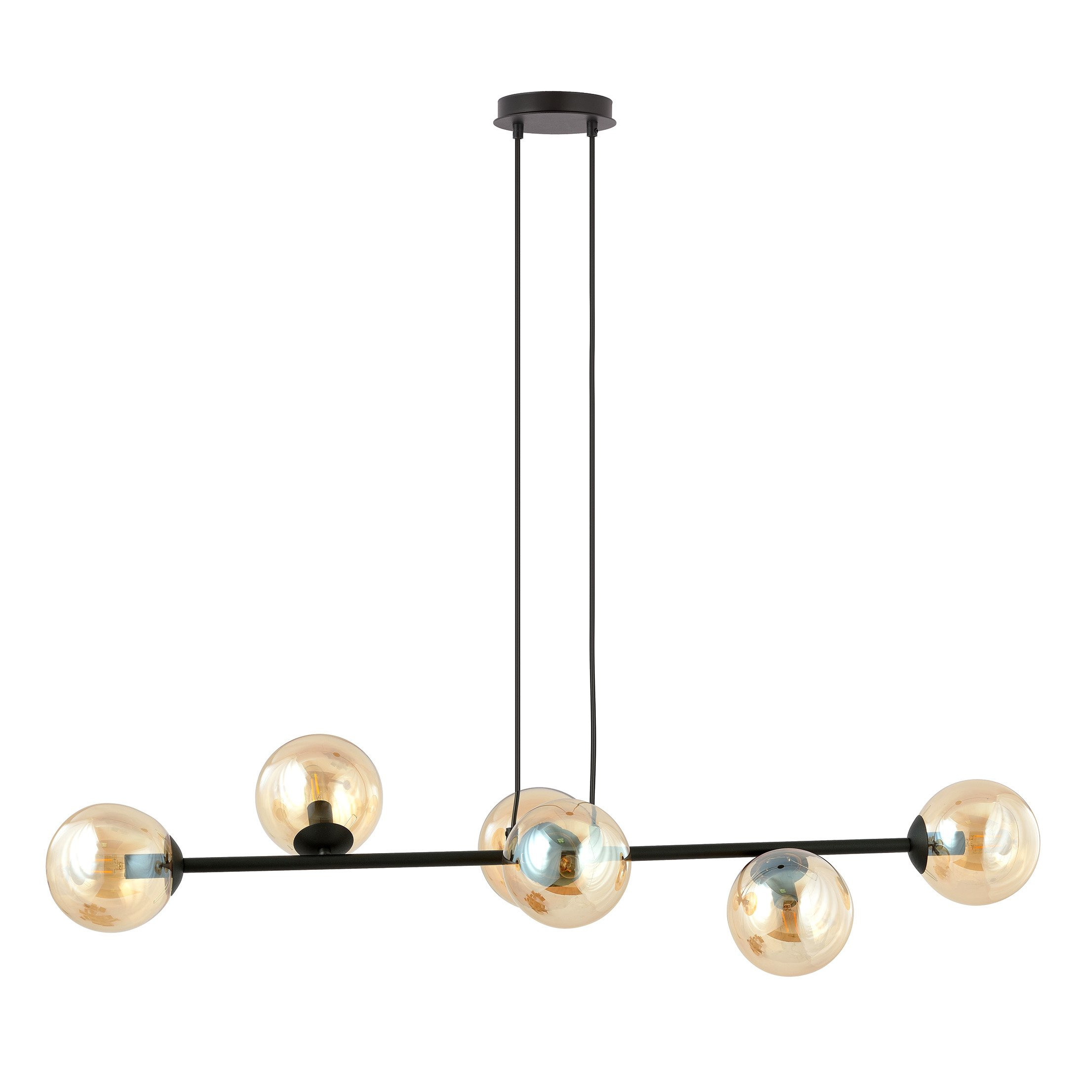 Suspension Rossi base en métal et abat-jour en boule de verre au design contemporain par Emibig Suspension Rossi base en métal et abat-jour en boule de verre au design contemporain par Emibig