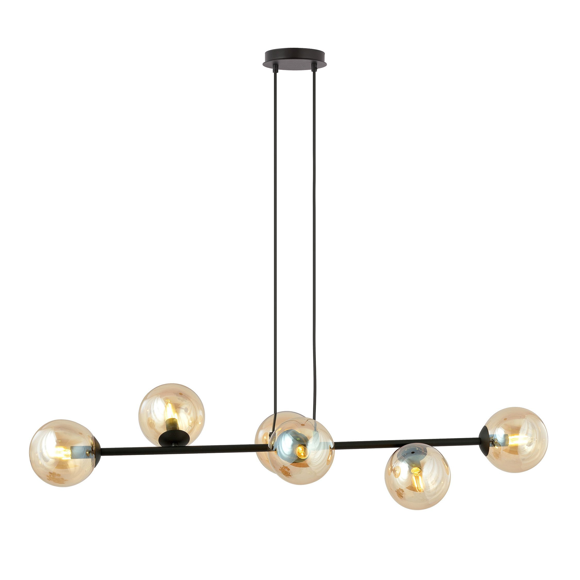 Suspension Rossi base en métal et abat-jour en boule de verre au design contemporain par Emibig Suspension Rossi base en métal et abat-jour en boule de verre au design contemporain par Emibig