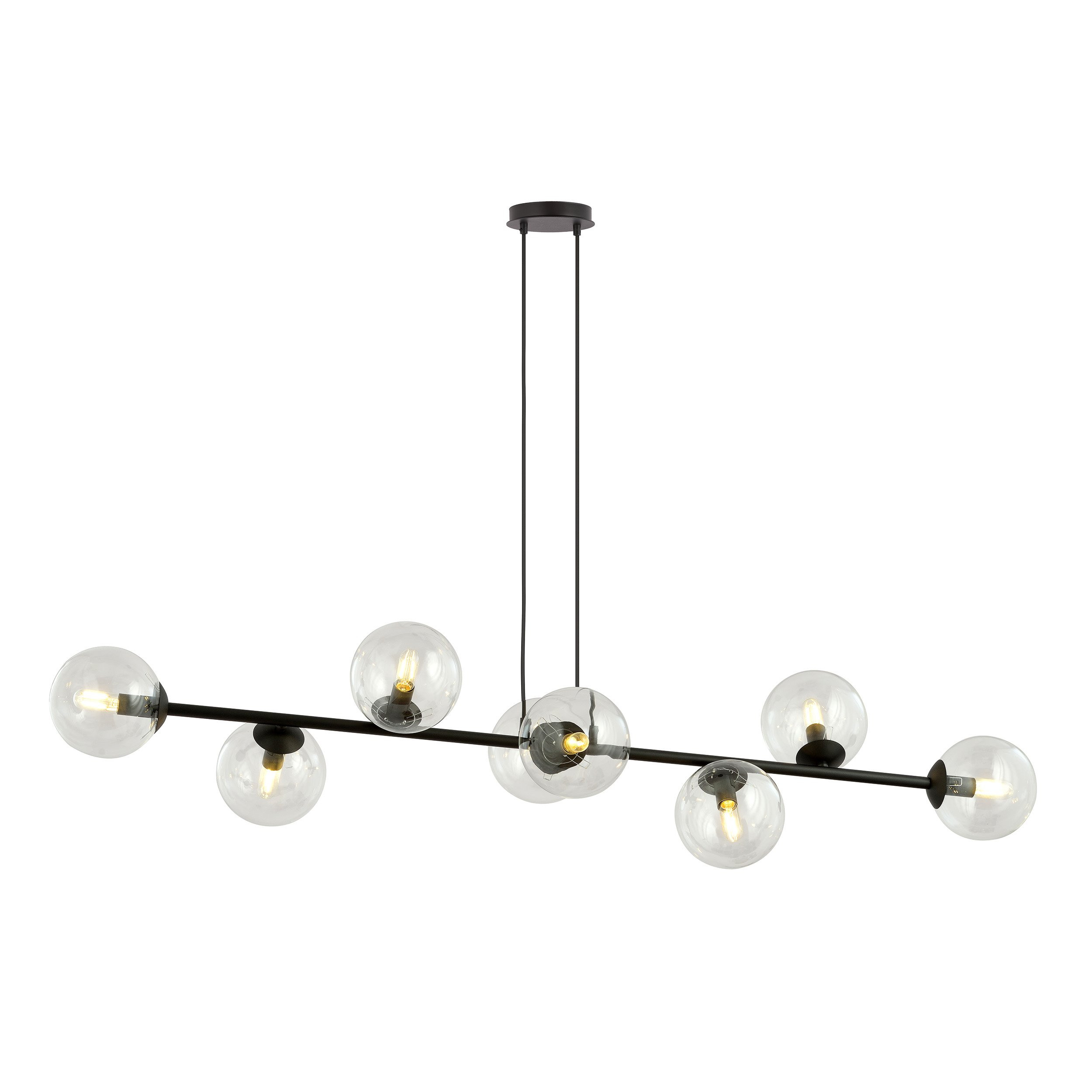 Suspension Rossi base en métal et abat-jour en boule de verre au design contemporain par Emibig Suspension Rossi base en métal et abat-jour en boule de verre au design contemporain par Emibig