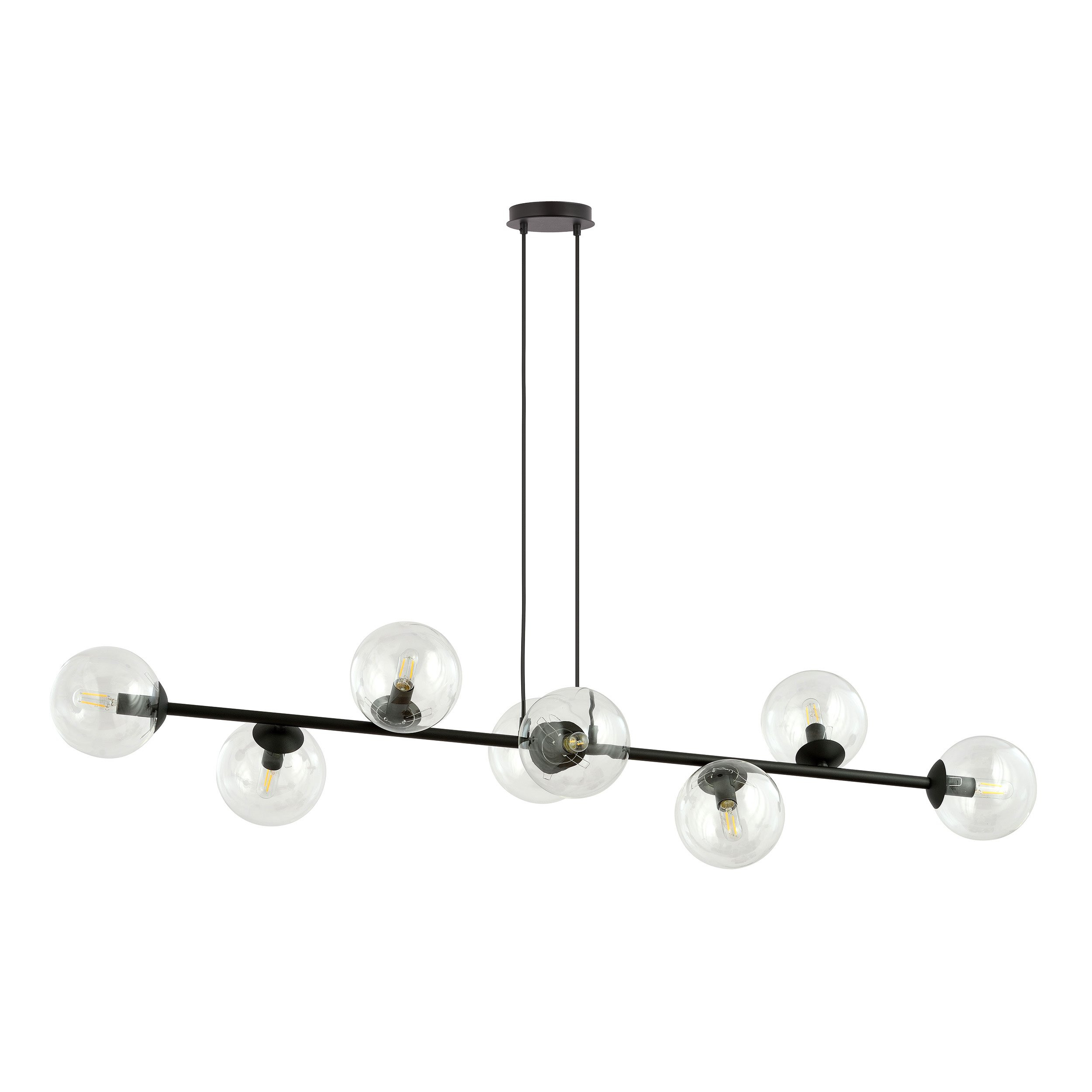 Suspension Rossi base en métal et abat-jour en boule de verre au design contemporain par Emibig Suspension Rossi base en métal et abat-jour en boule de verre au design contemporain par Emibig