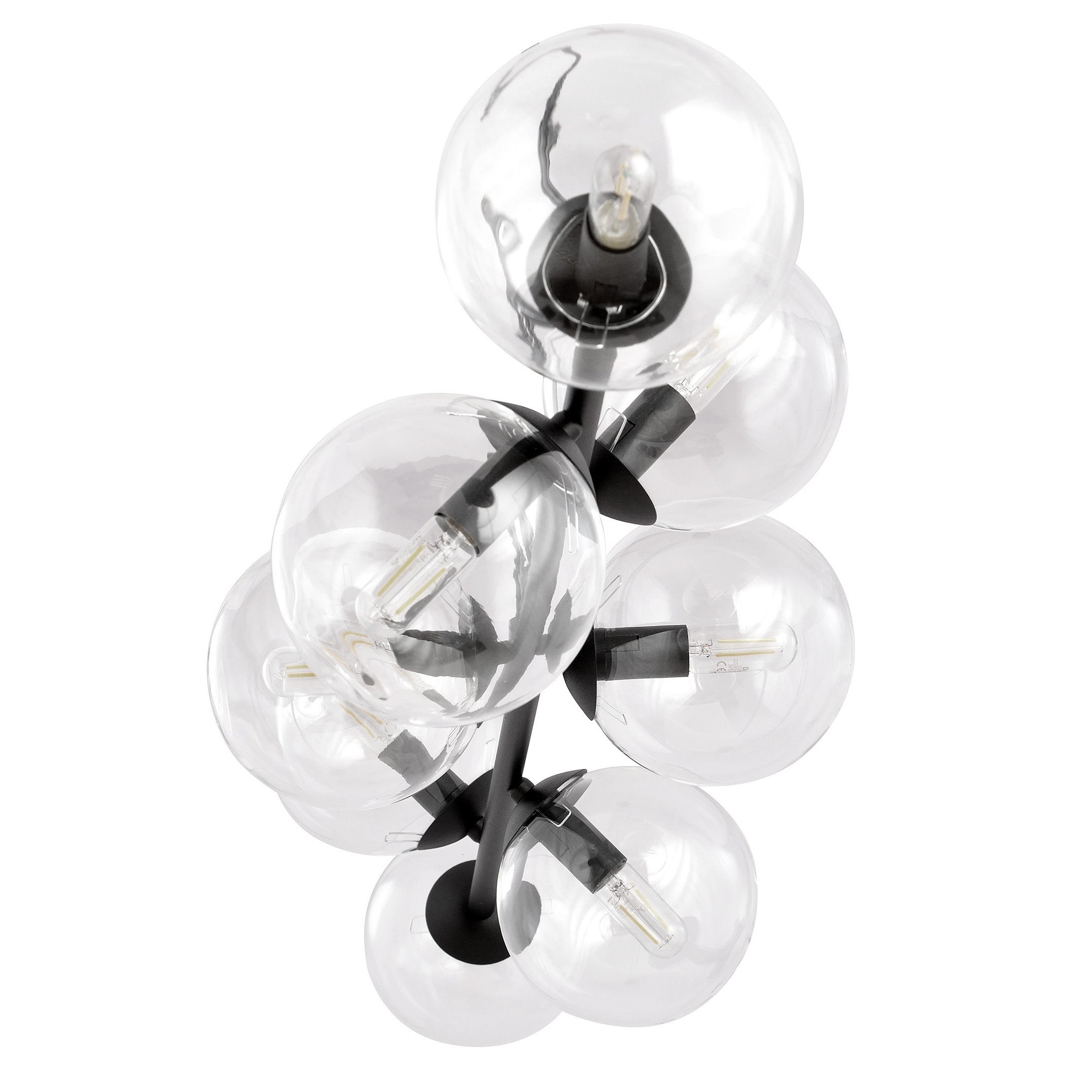 Suspension Rossi base en métal et abat-jour en boule de verre au design contemporain par Emibig Suspension Rossi base en métal et abat-jour en boule de verre au design contemporain par Emibig
