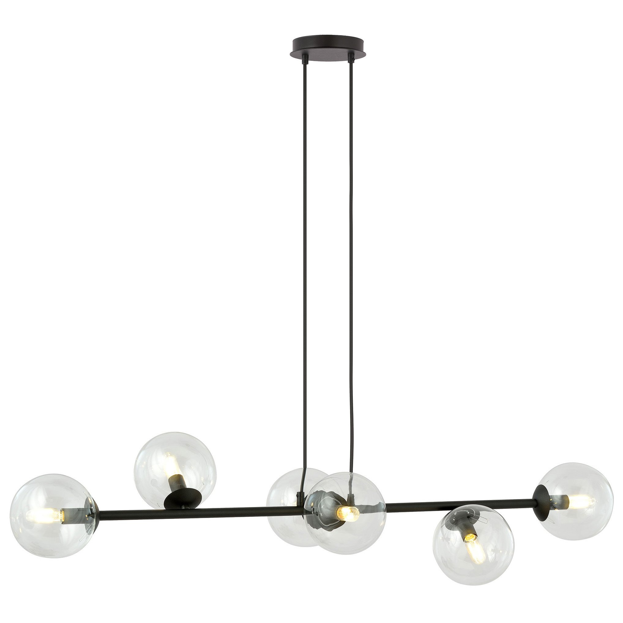 Suspension Rossi base en métal et abat-jour en boule de verre au design contemporain par Emibig