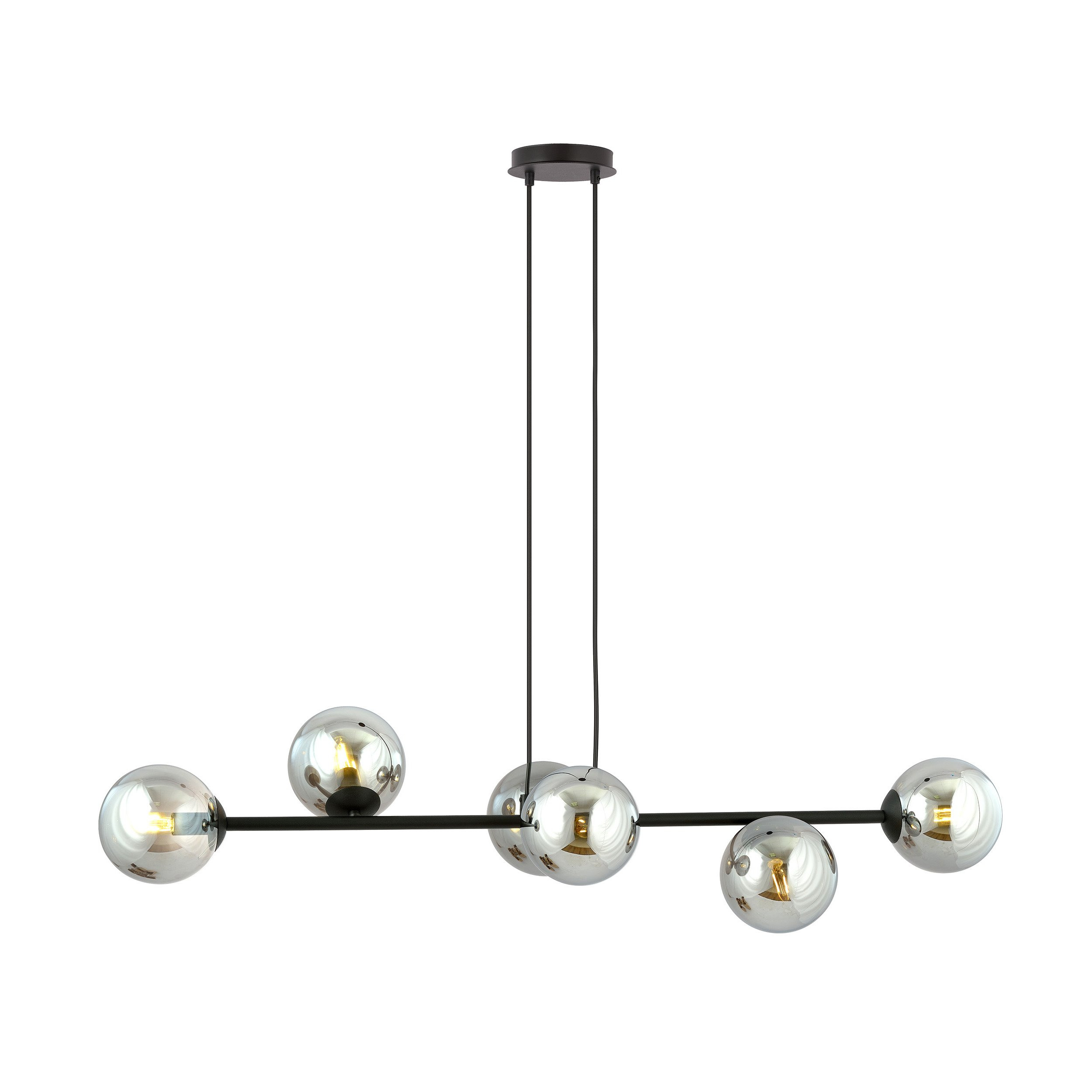 Suspension Rossi base en métal et abat-jour en boule de verre au design contemporain par Emibig Suspension Rossi base en métal et abat-jour en boule de verre au design contemporain par Emibig