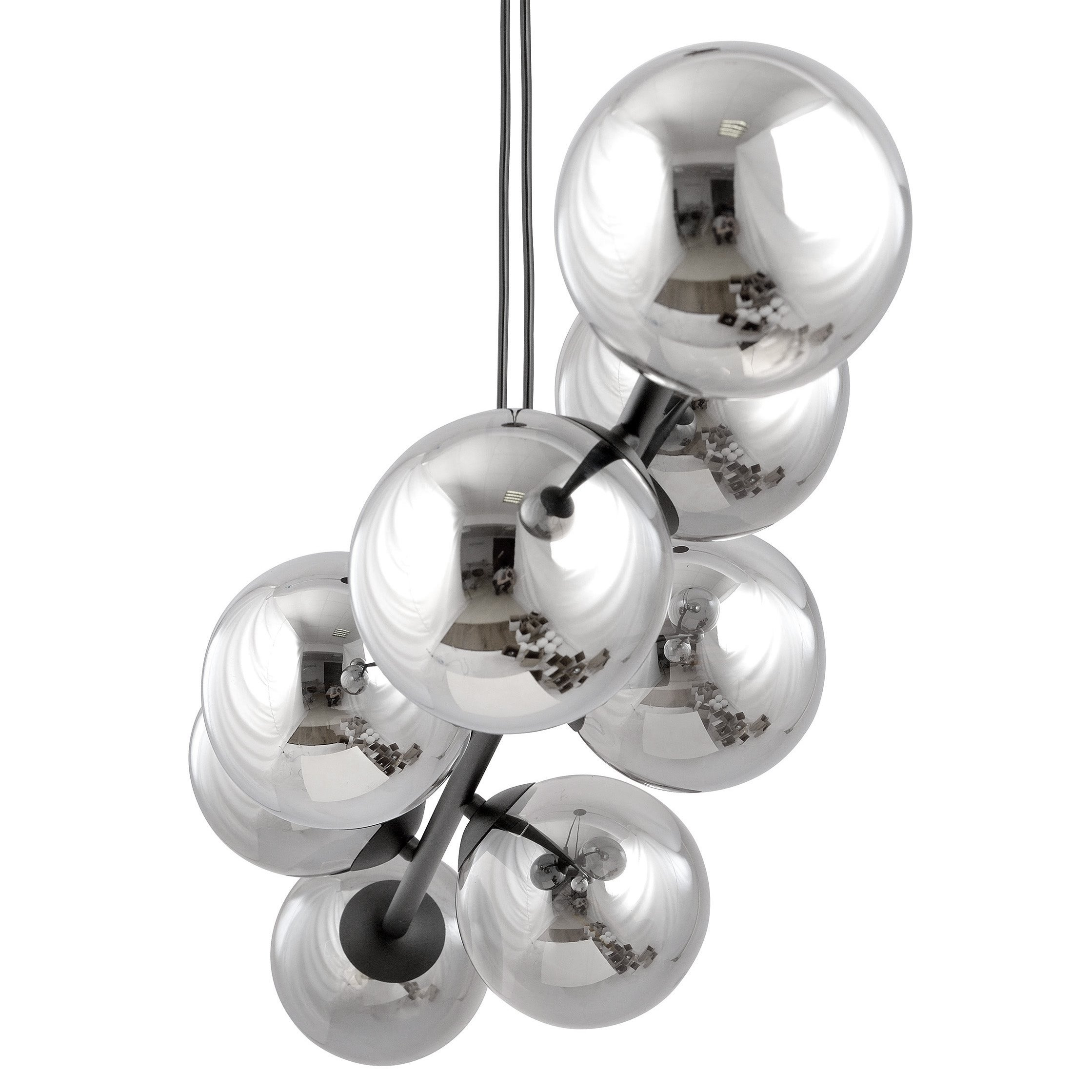 Suspension Rossi base en métal et abat-jour en boule de verre au design contemporain par Emibig Suspension Rossi base en métal et abat-jour en boule de verre au design contemporain par Emibig