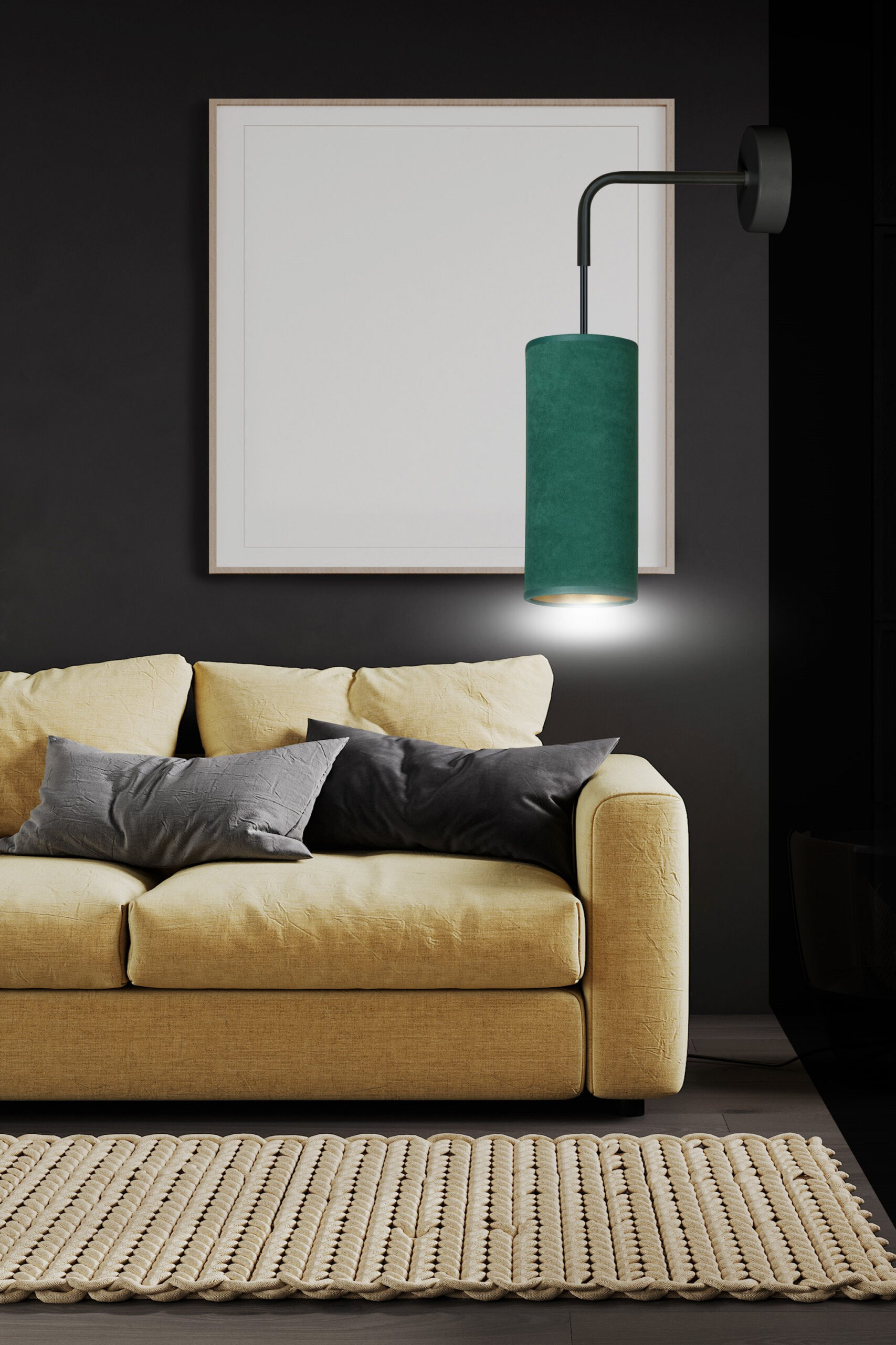 Applique murale Bente base en métal avec abat-jour en velours au design contemporain par Emibig Applique murale Bente base en métal avec abat-jour en velours au design contemporain par Emibig