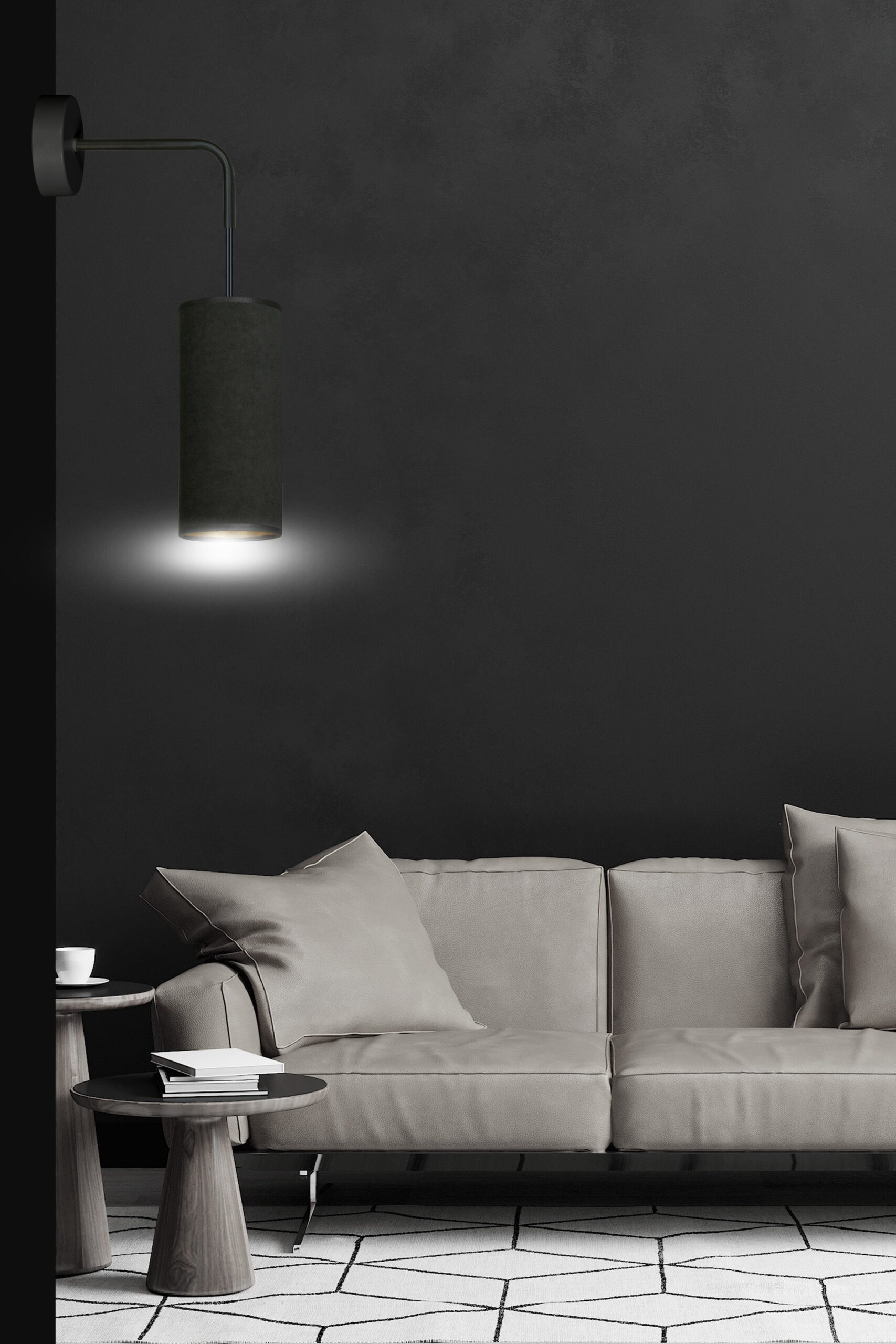 Applique murale Bente base en métal avec abat-jour en velours au design contemporain par Emibig Applique murale Bente base en métal avec abat-jour en velours au design contemporain par Emibig