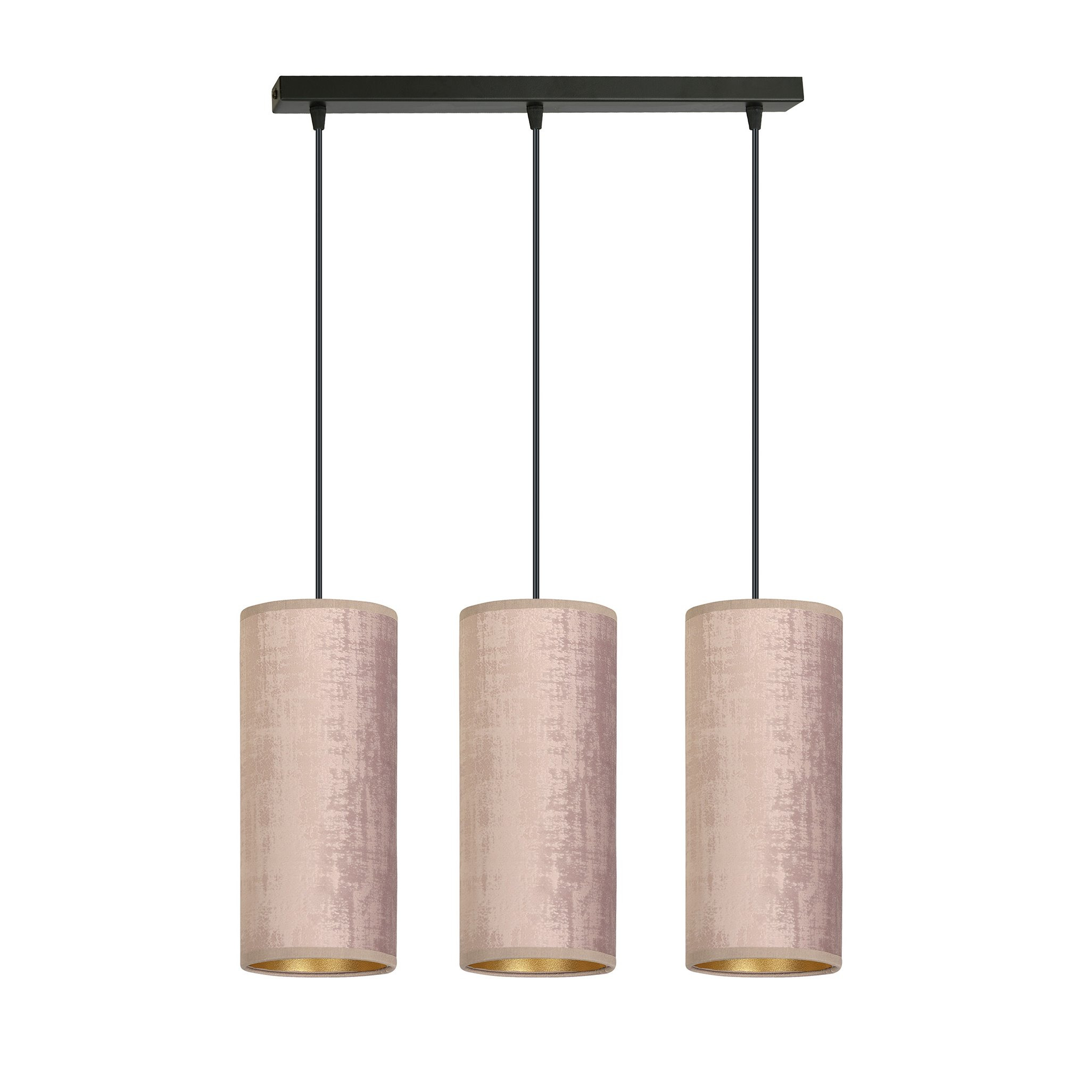 Suspension Bente base en métal linéaire avec abat-jour en velours au design contemporain par Emibig Suspension Bente base en métal linéaire avec abat-jour en velours au design contemporain par Emibig