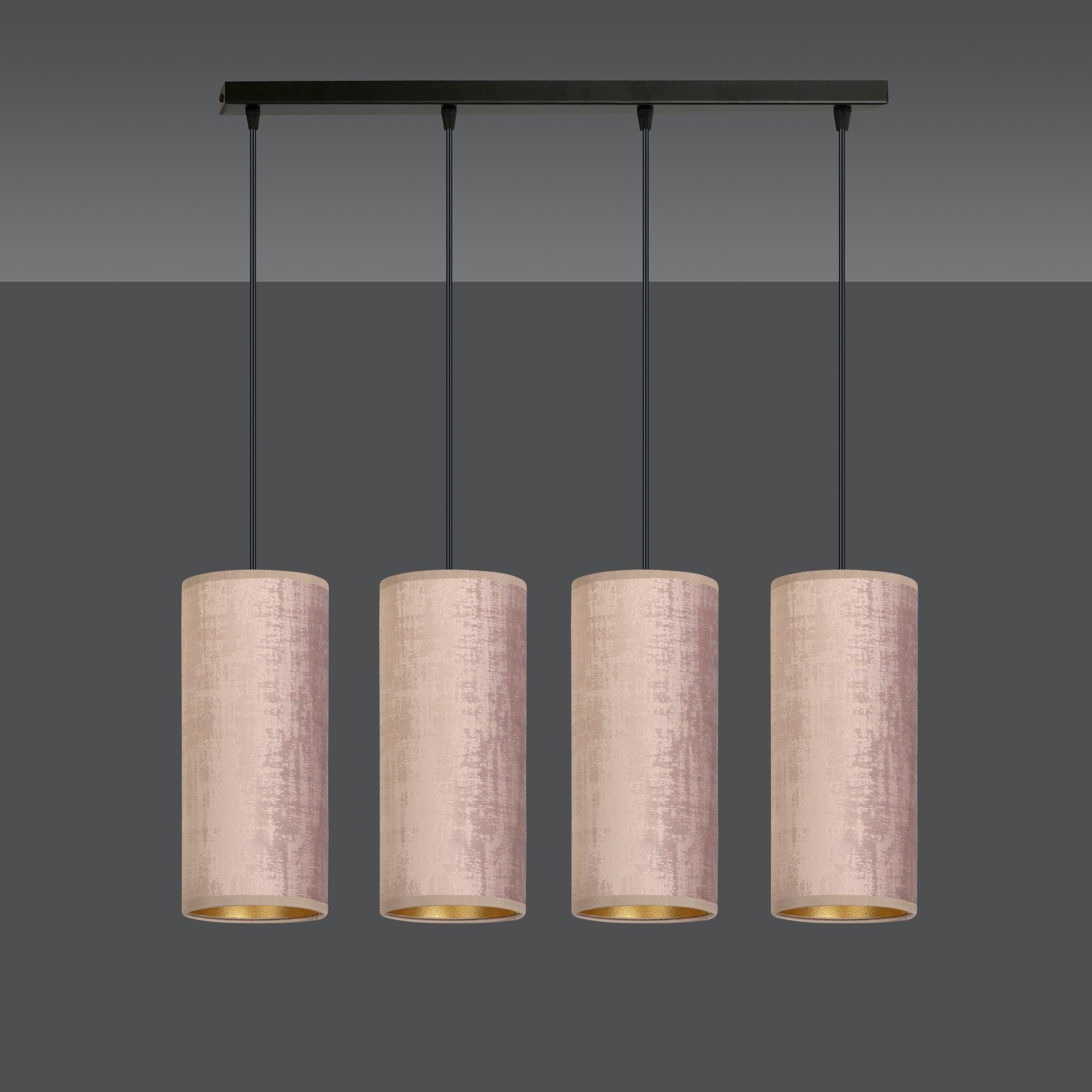 Suspension Bente base en métal linéaire avec abat-jour en velours au design contemporain par Emibig Suspension Bente base en métal linéaire avec abat-jour en velours au design contemporain par Emibig