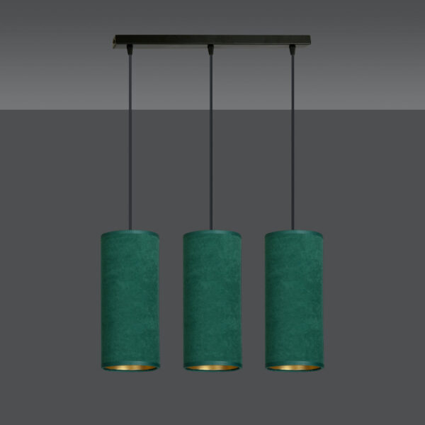 Suspension Bente base en métal linéaire avec abat-jour en velours au design contemporain par Emibig
