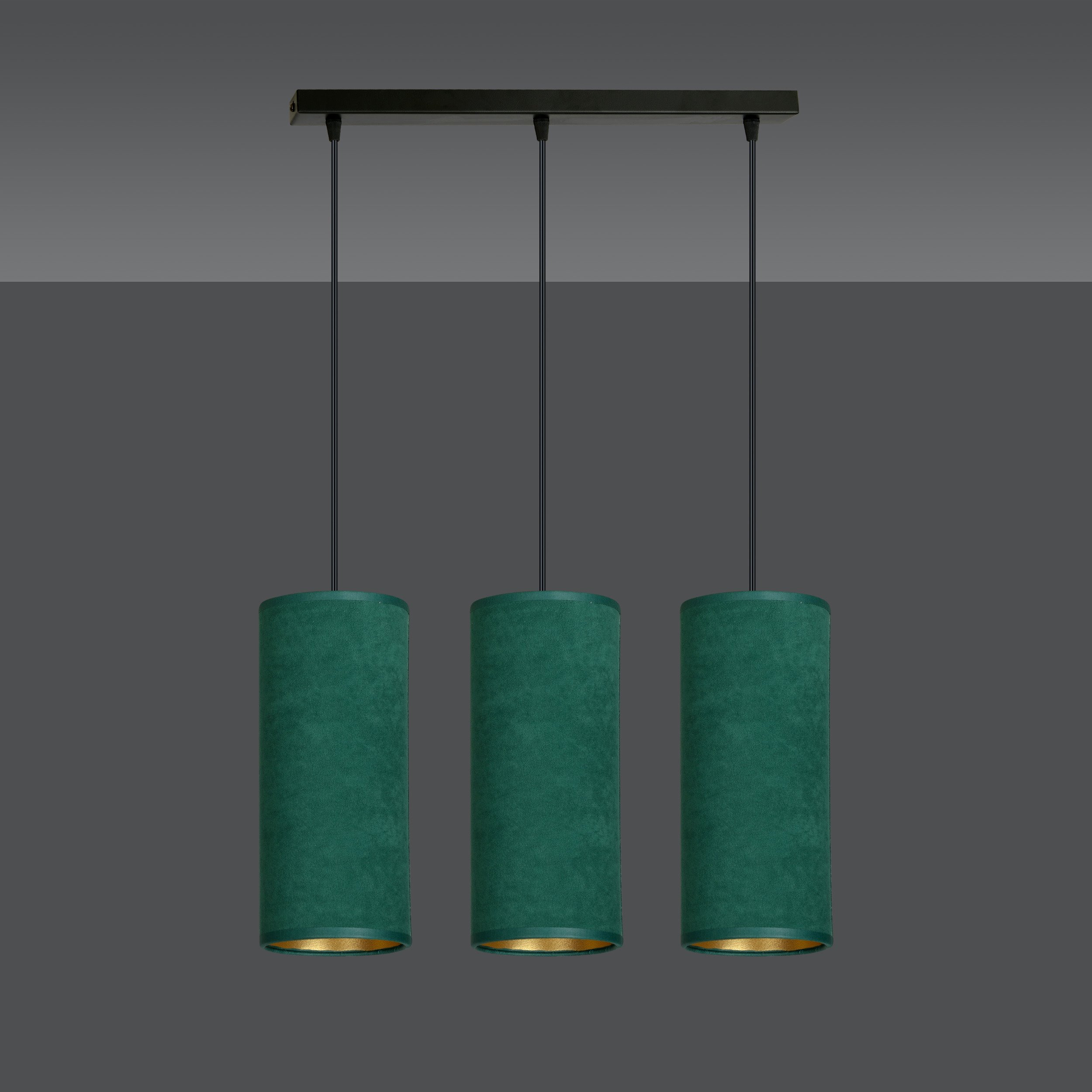 Suspension Bente base en métal linéaire avec abat-jour en velours au design contemporain par Emibig
