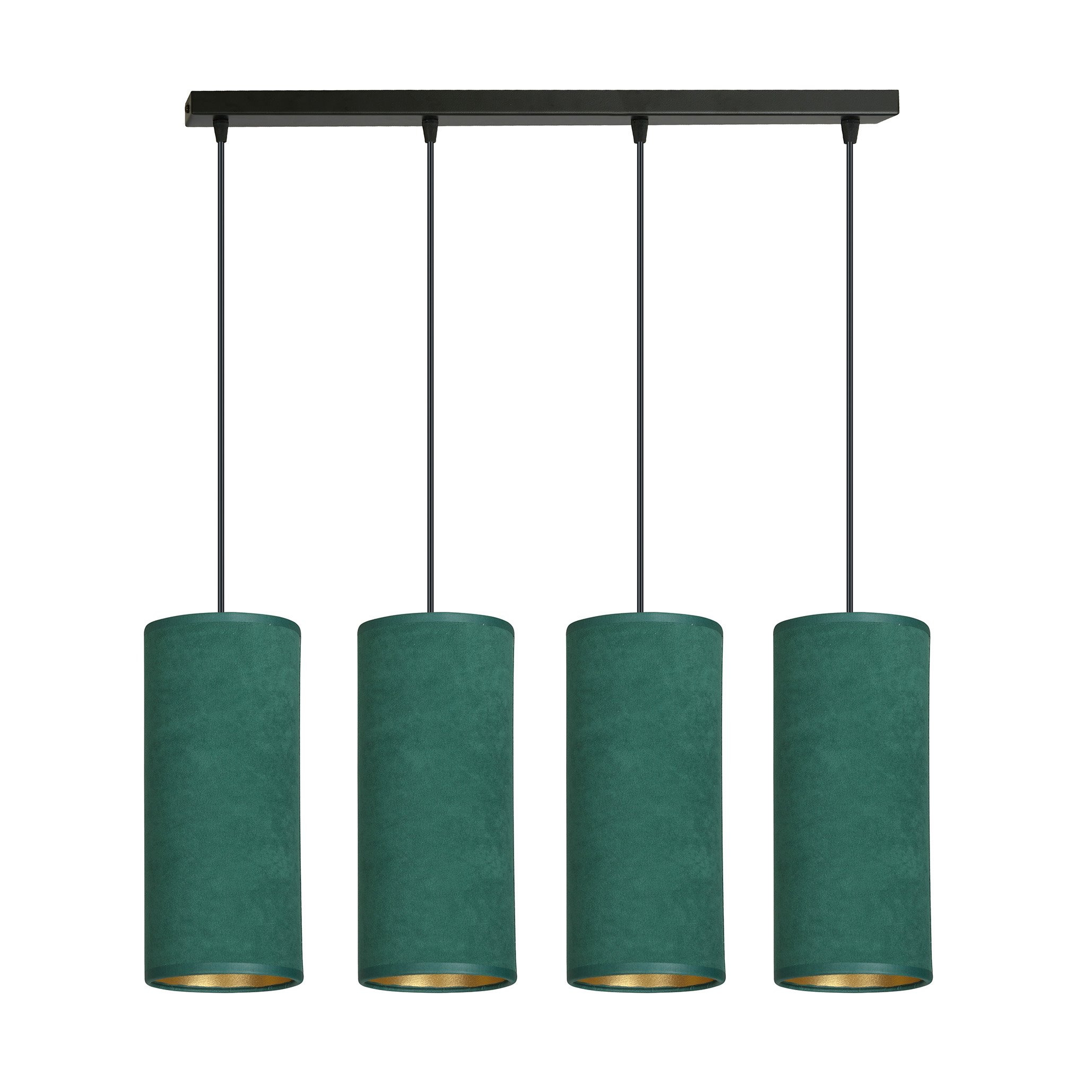 Suspension Bente base en métal linéaire avec abat-jour en velours au design contemporain par Emibig Suspension Bente base en métal linéaire avec abat-jour en velours au design contemporain par Emibig