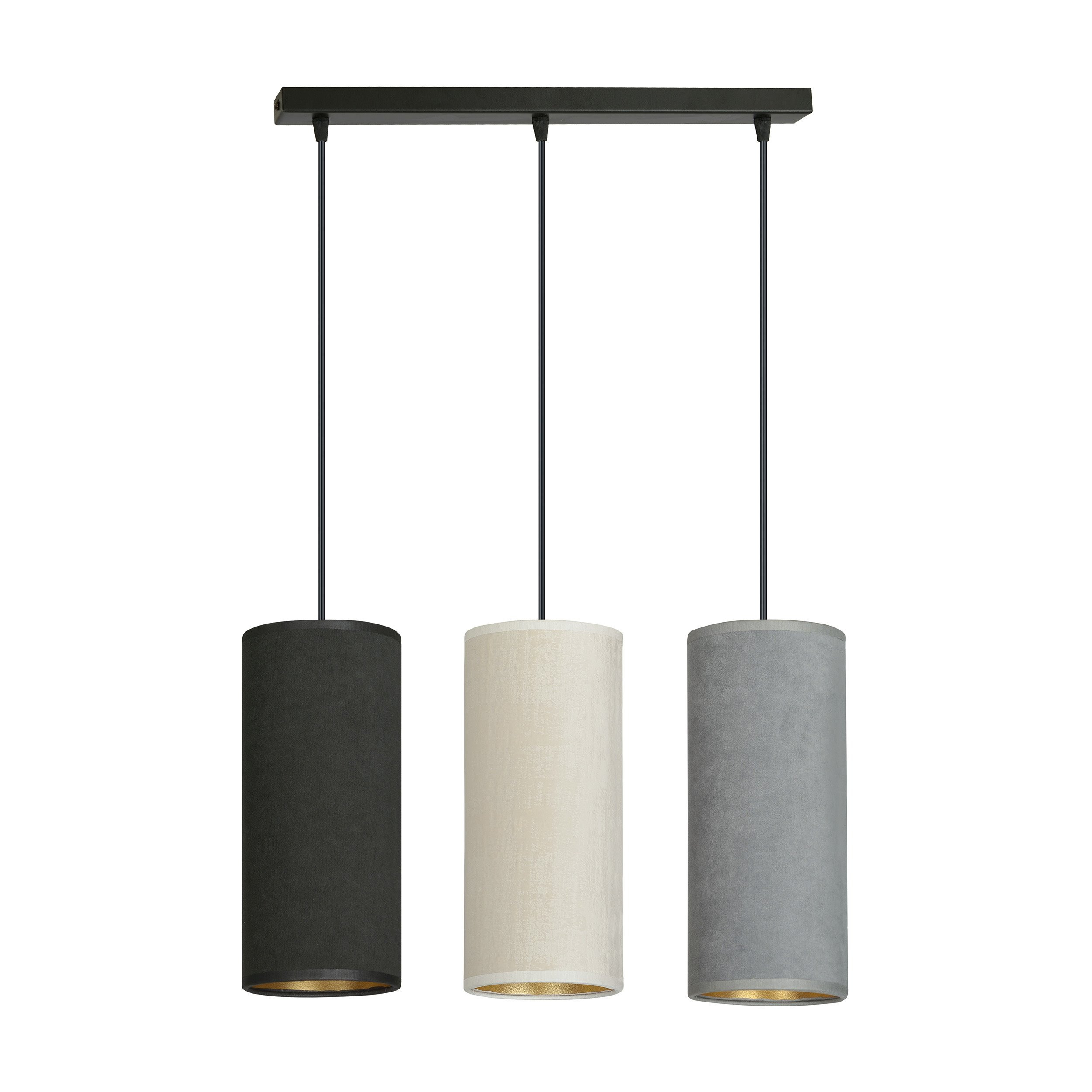 Suspension Bente base en métal linéaire avec abat-jour en velours au design contemporain par Emibig Suspension Bente base en métal linéaire avec abat-jour en velours au design contemporain par Emibig